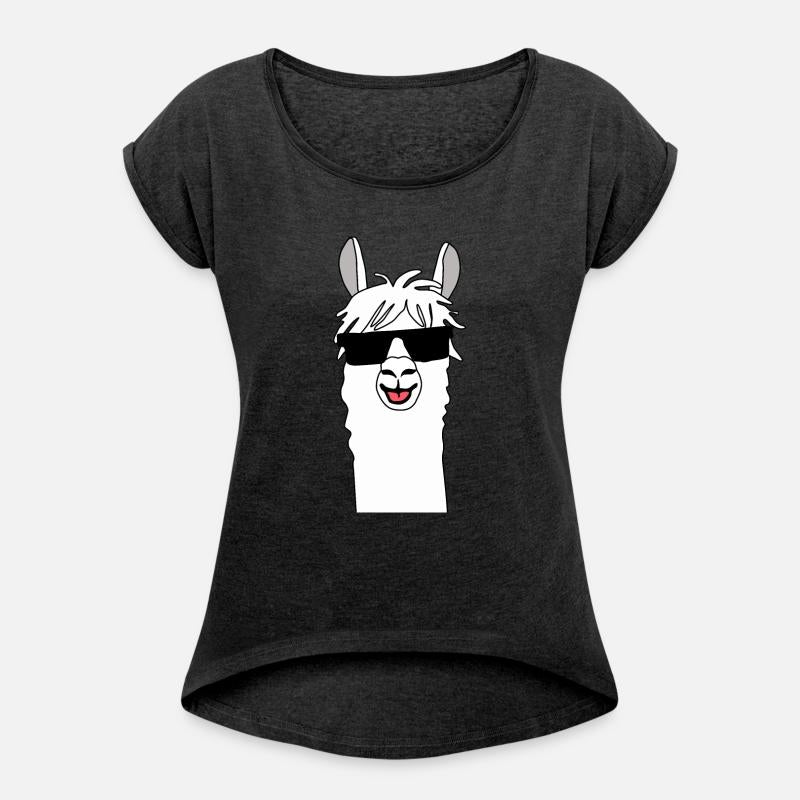 Funny alpaca comic lama in white with sunglasses