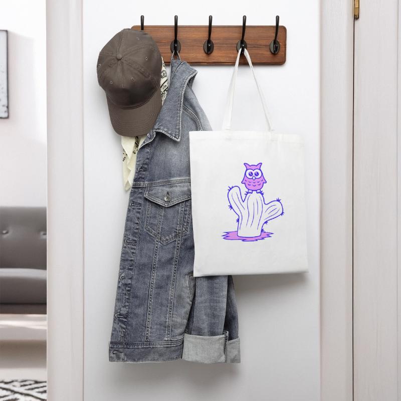 Funny Cactus Owl Sits Cactus Night Bird Cute Sweet