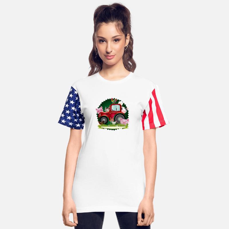 funny farm animals with red tractor