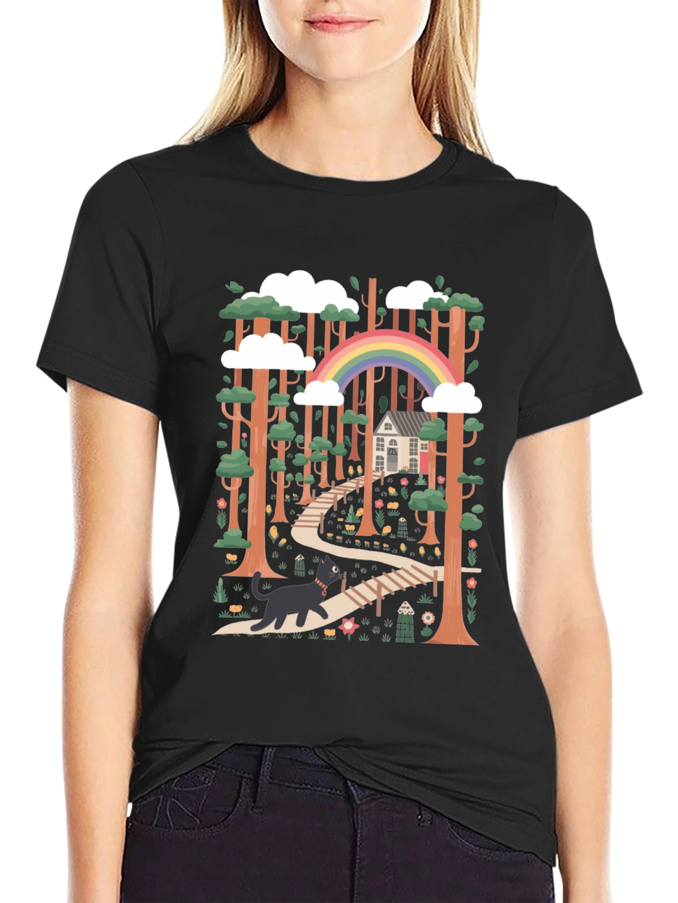 Whimsical Forest Path Graphic Tee