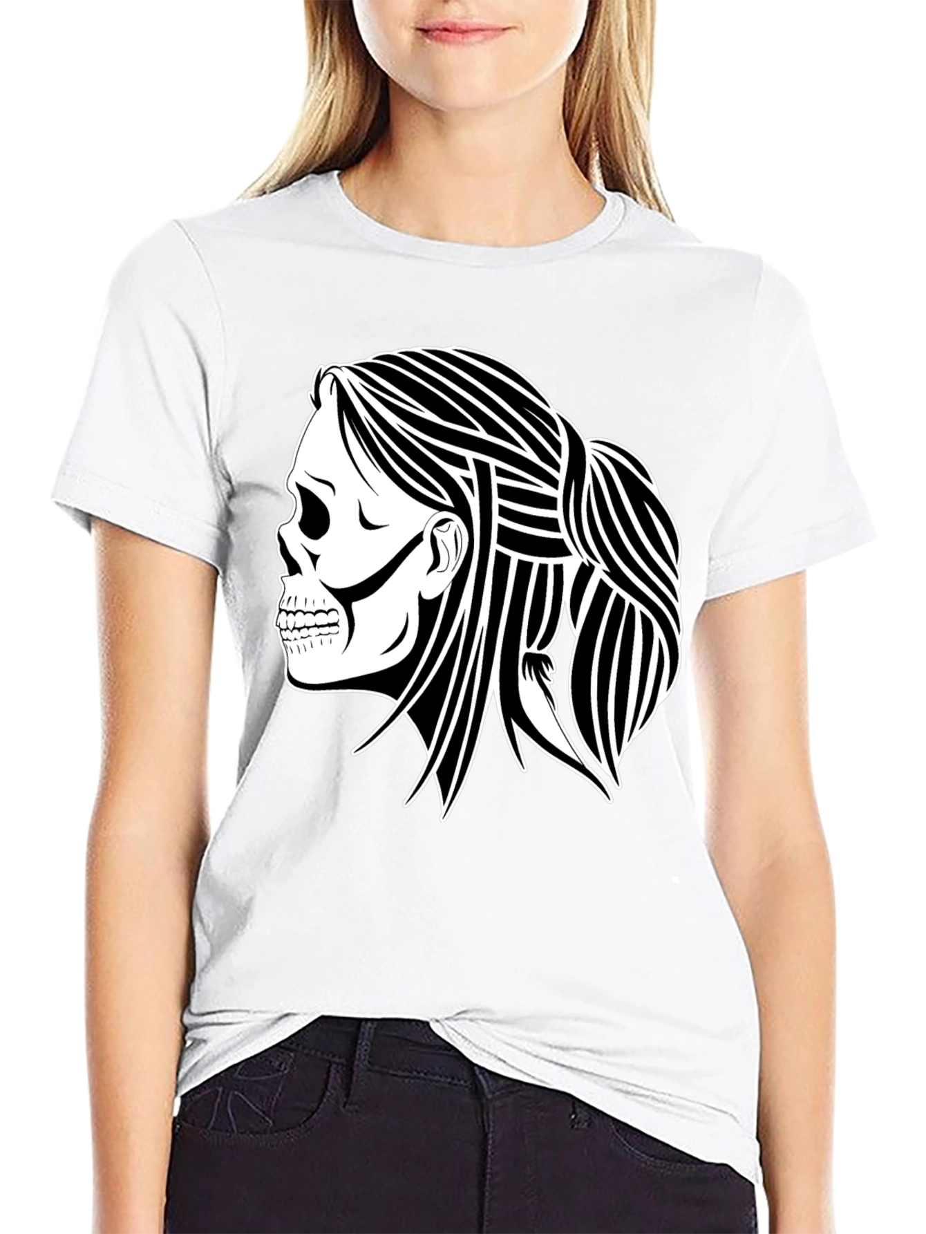 Skull Woman Graphic Black T-Shirt