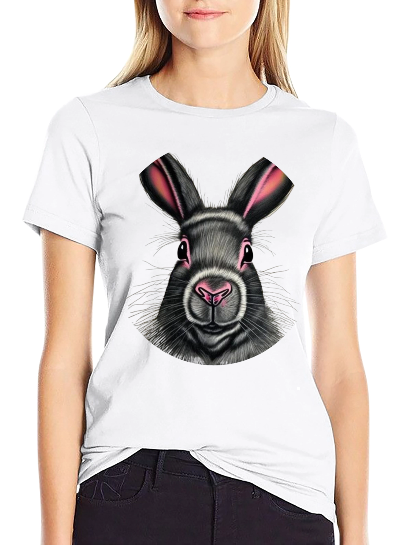 Black Rabbit Graphic Tee - Cute Bunny T-Shirt