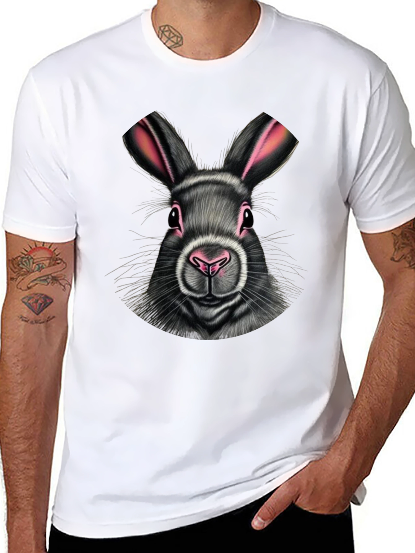 Black Rabbit Graphic Tee - Cute Bunny T-Shirt
