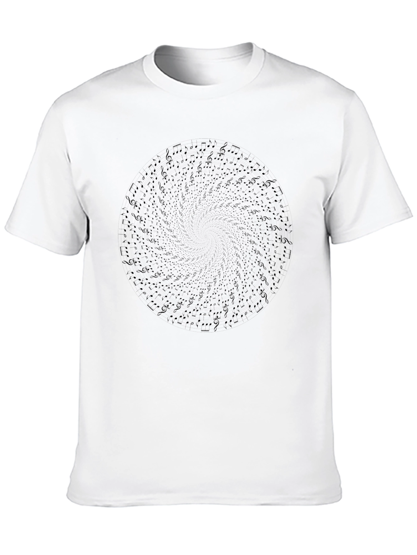 Mens Black Music Note Swirl Graphic T-Shirt