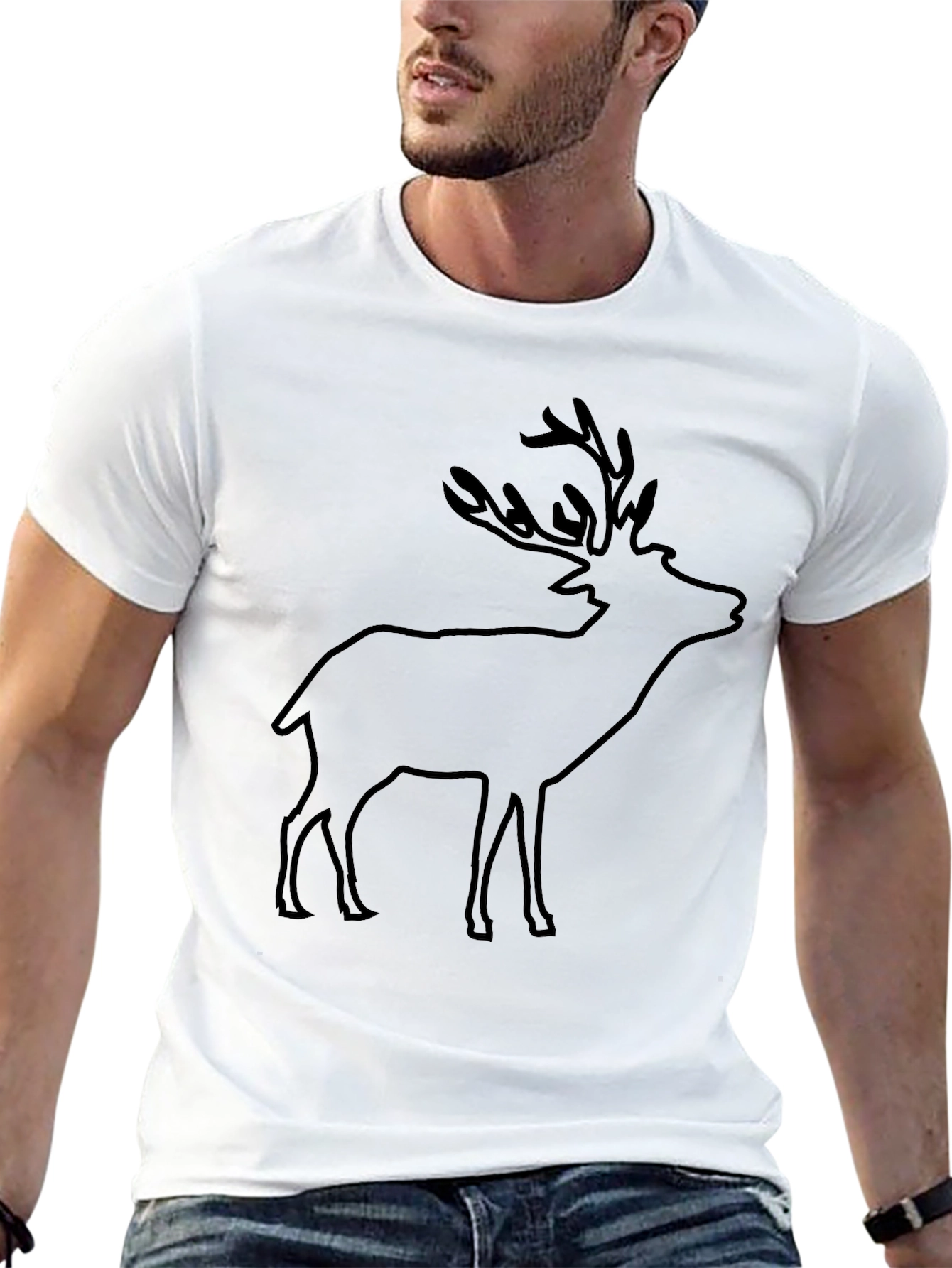 Black Deer Silhouette Tee - Mens Crew Neck