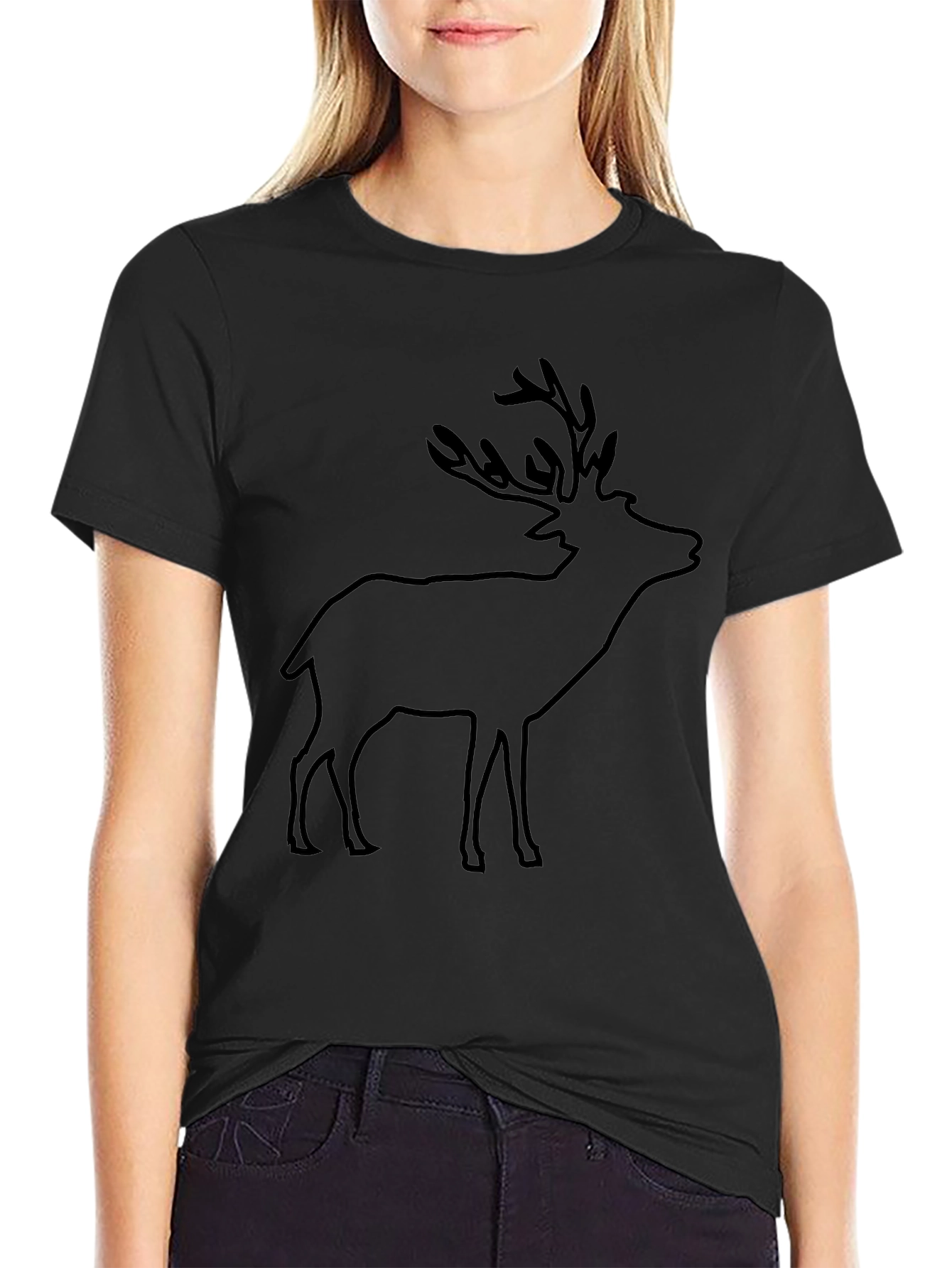 Black Deer Silhouette Tee - Mens Crew Neck