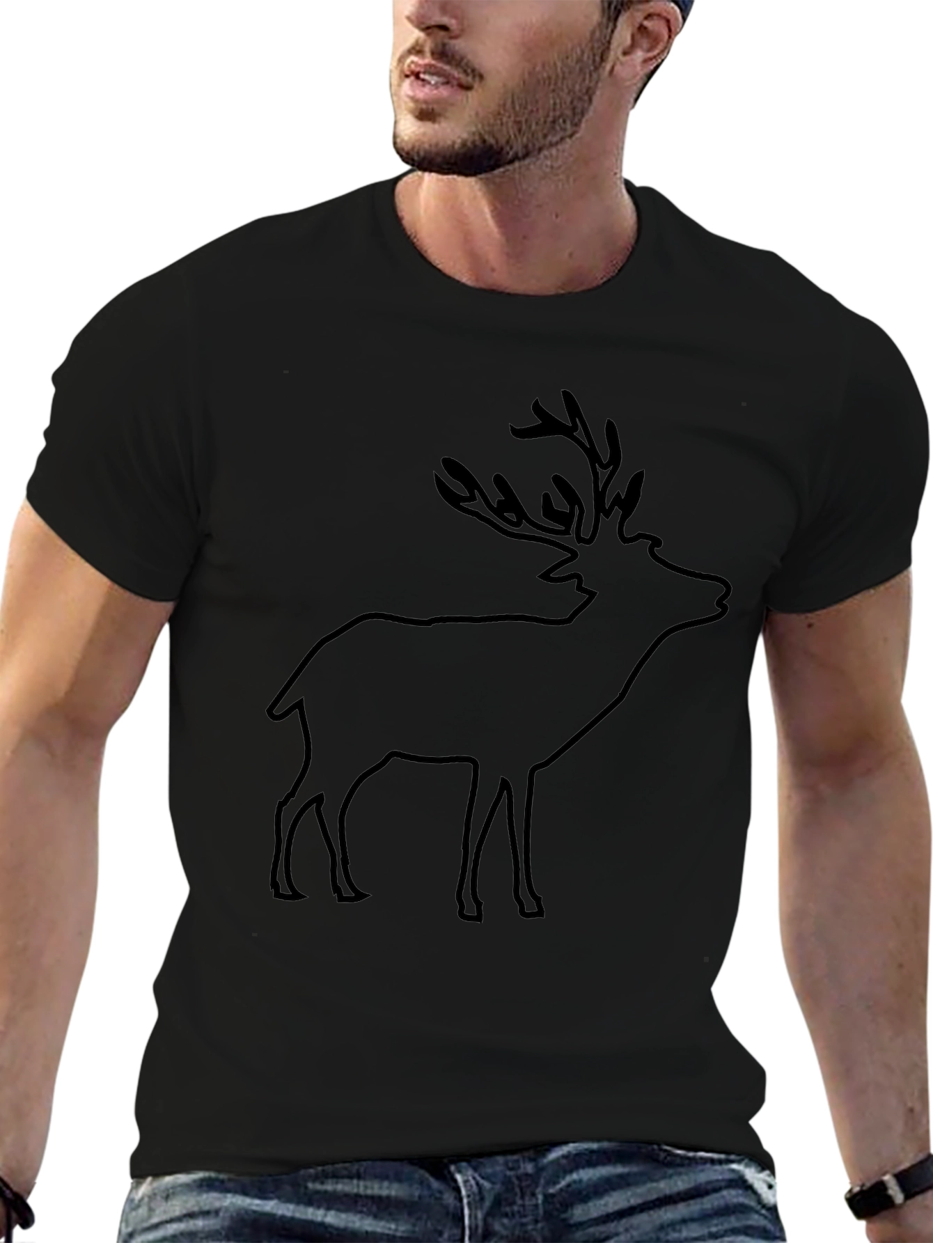 Black Deer Silhouette Tee - Mens Crew Neck