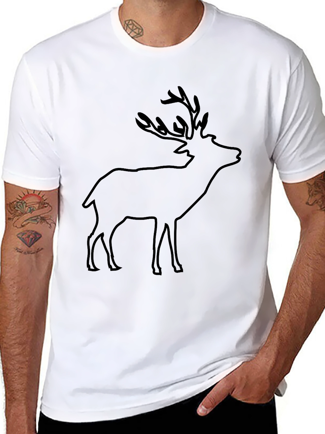 Black Deer Silhouette Tee - Mens Crew Neck