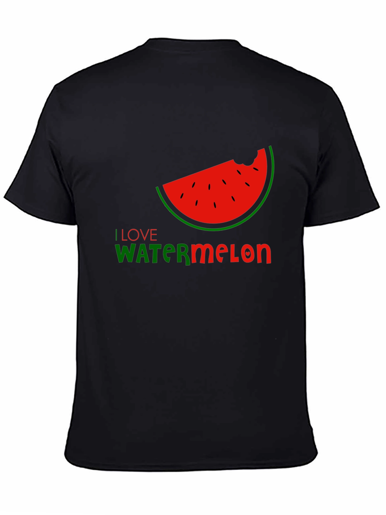 I Love Watermelon Black Graphic T-Shirt