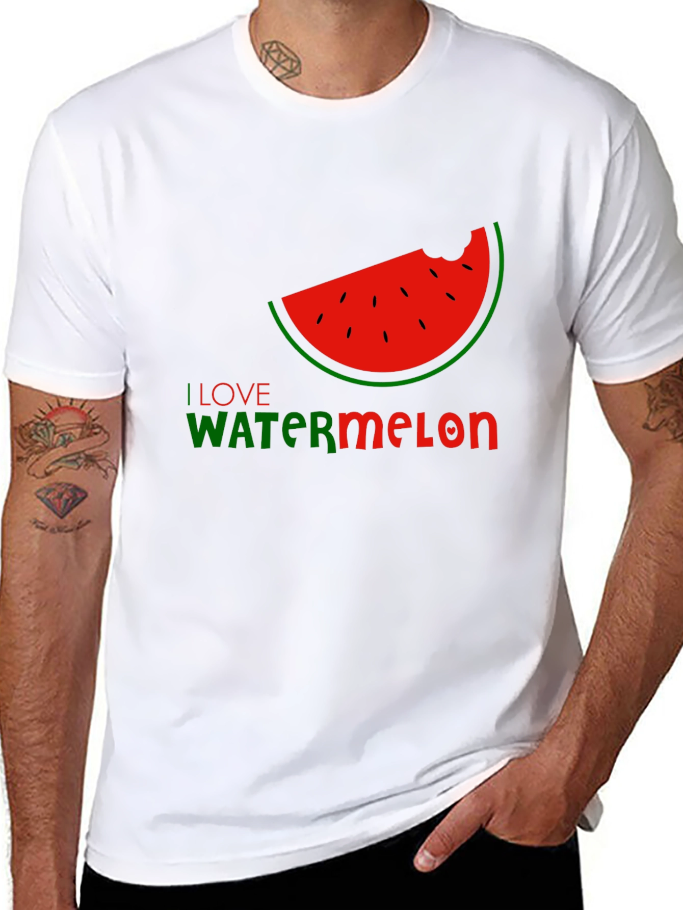 I Love Watermelon Black Graphic T-Shirt