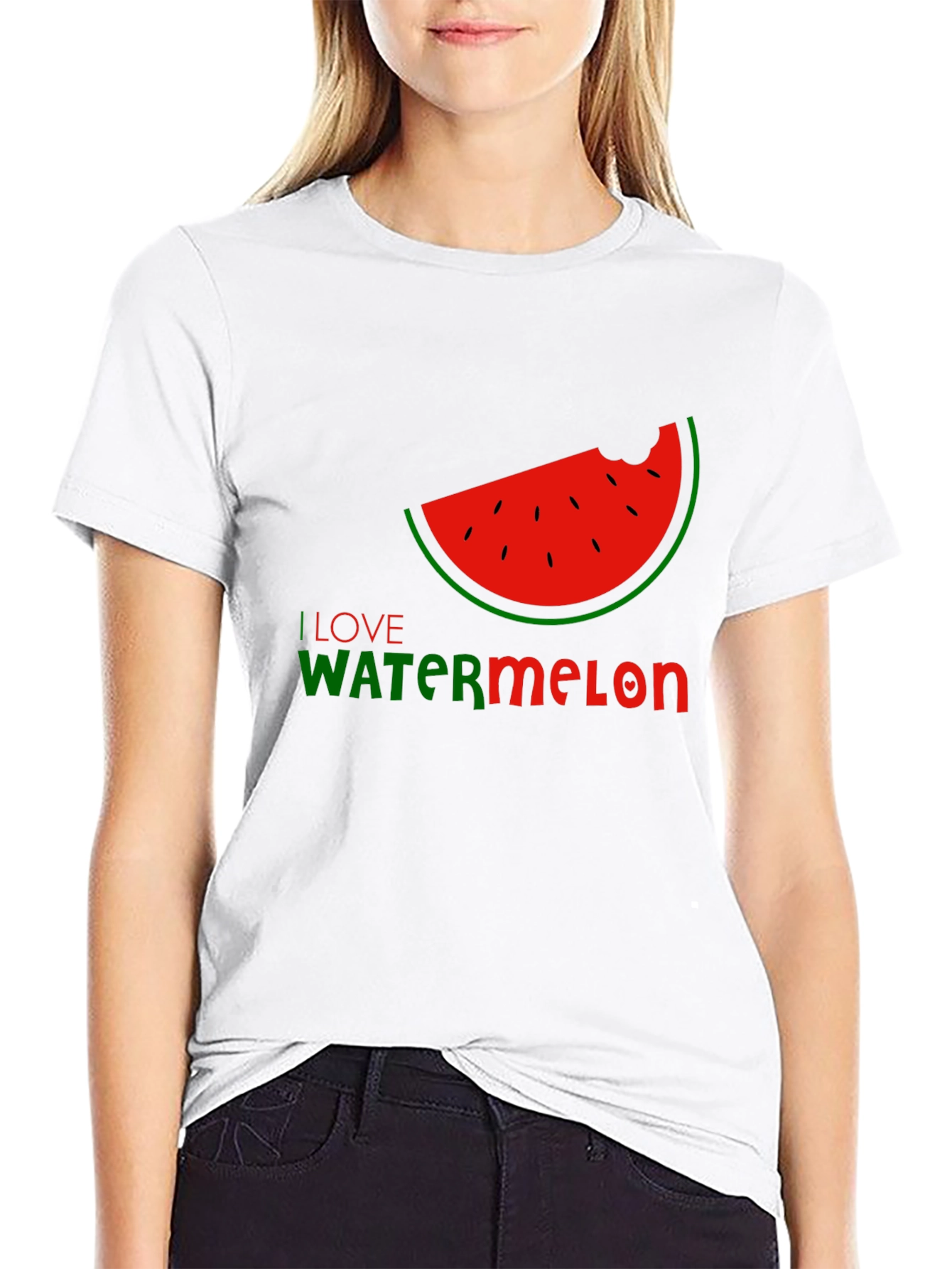 I Love Watermelon Black Graphic T-Shirt