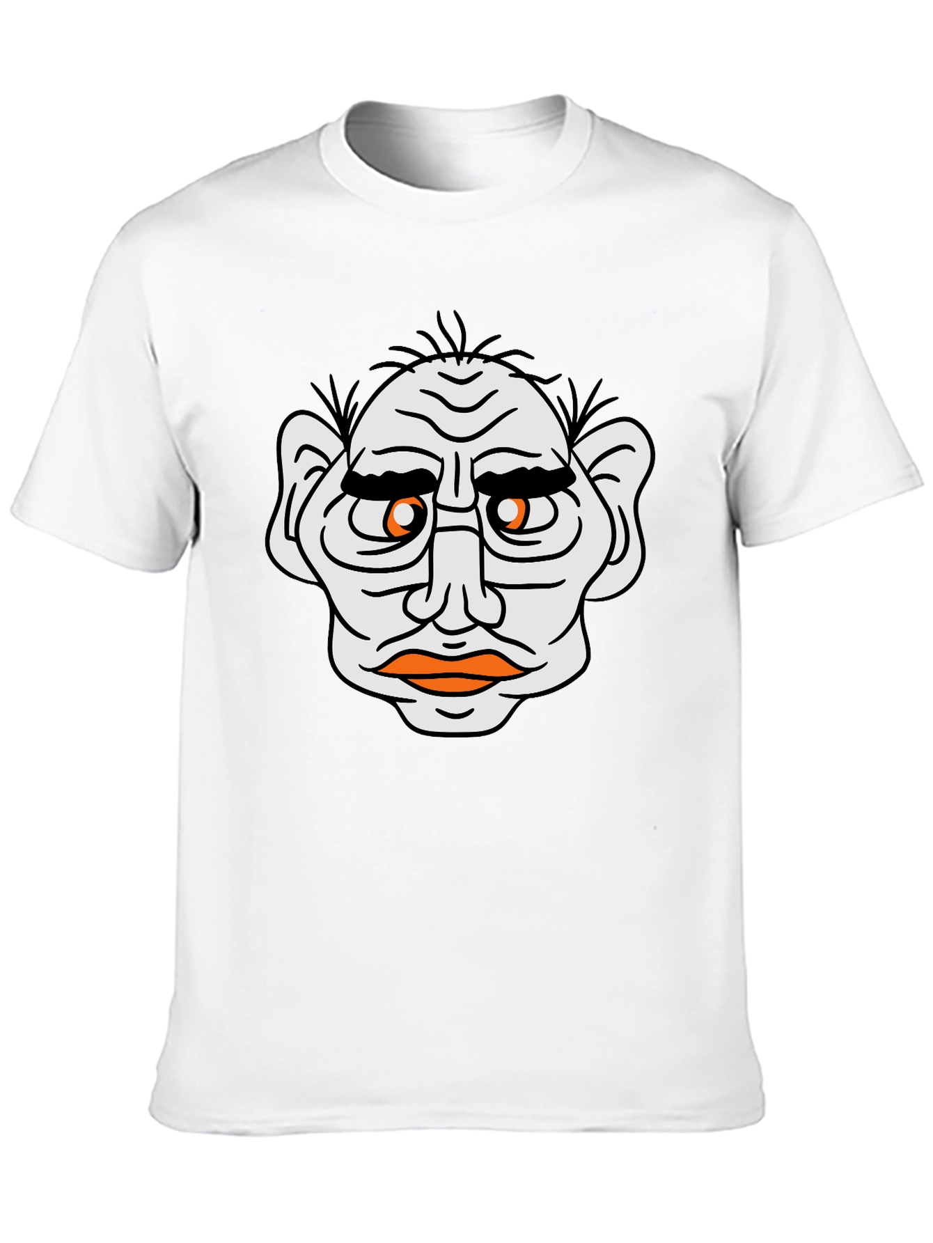 Funny Old Man Face Graphic Black T-Shirt