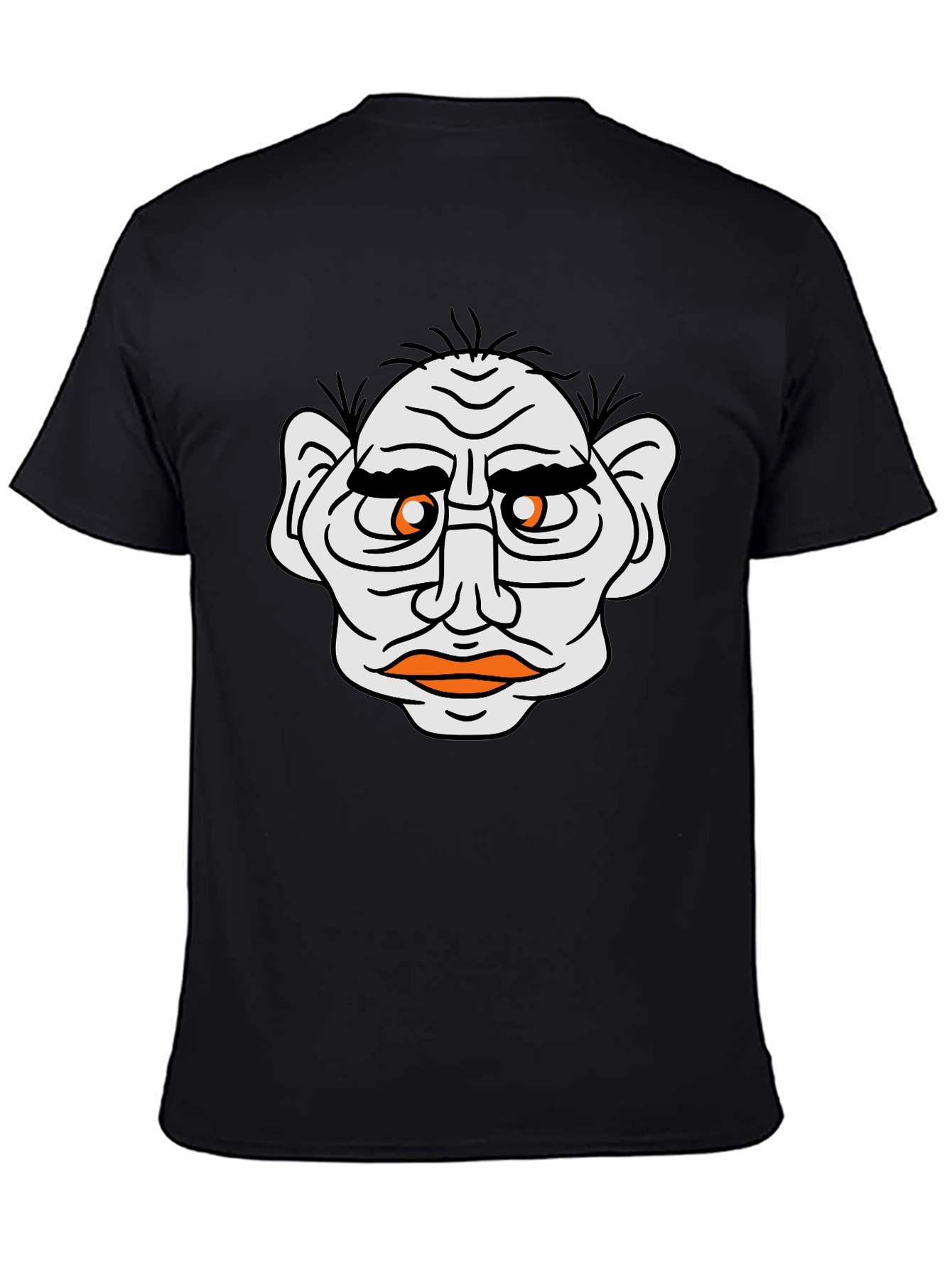 Funny Old Man Face Graphic Black T-Shirt