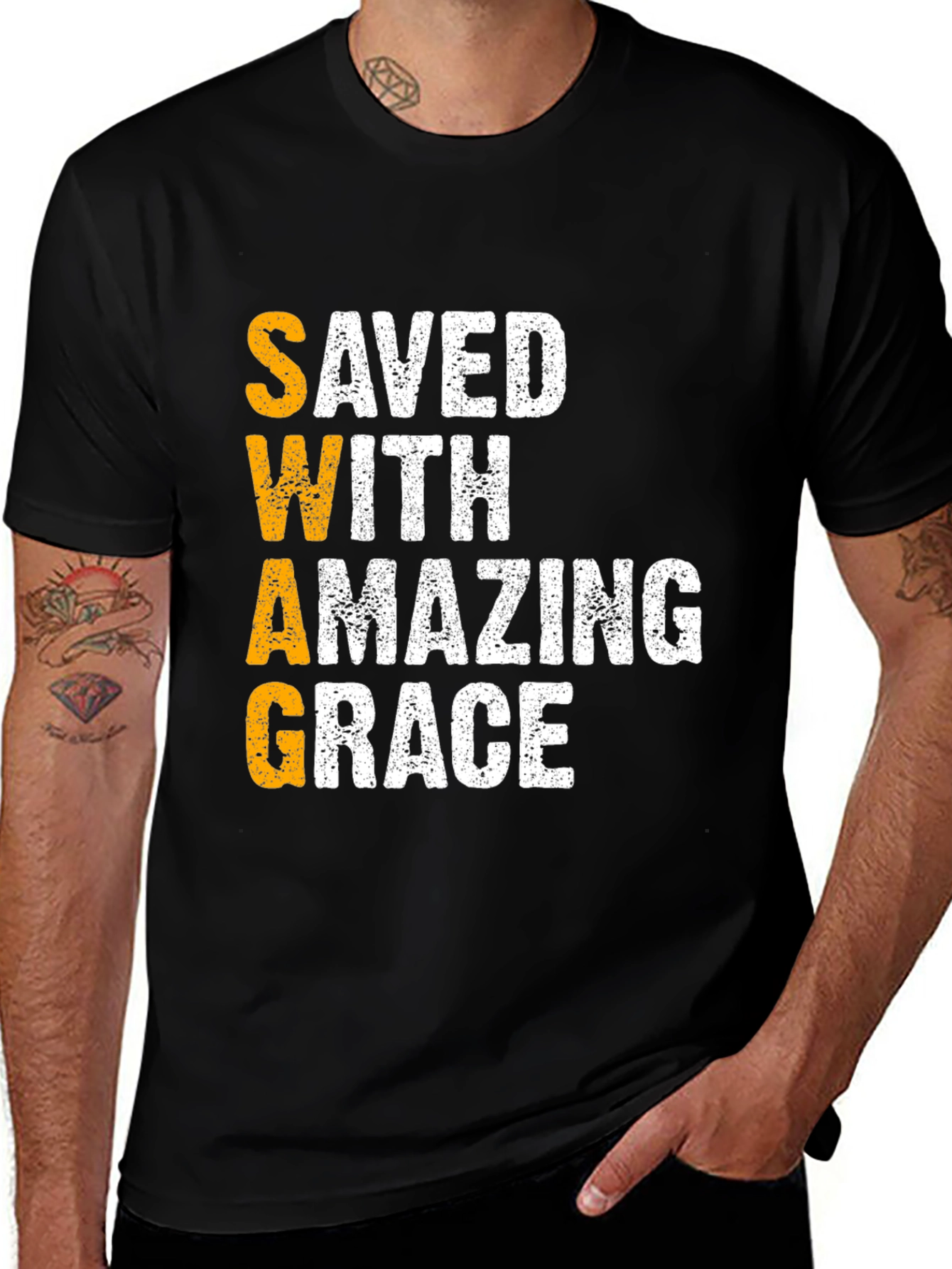 Saved With Amazing Grace Graphic Tee