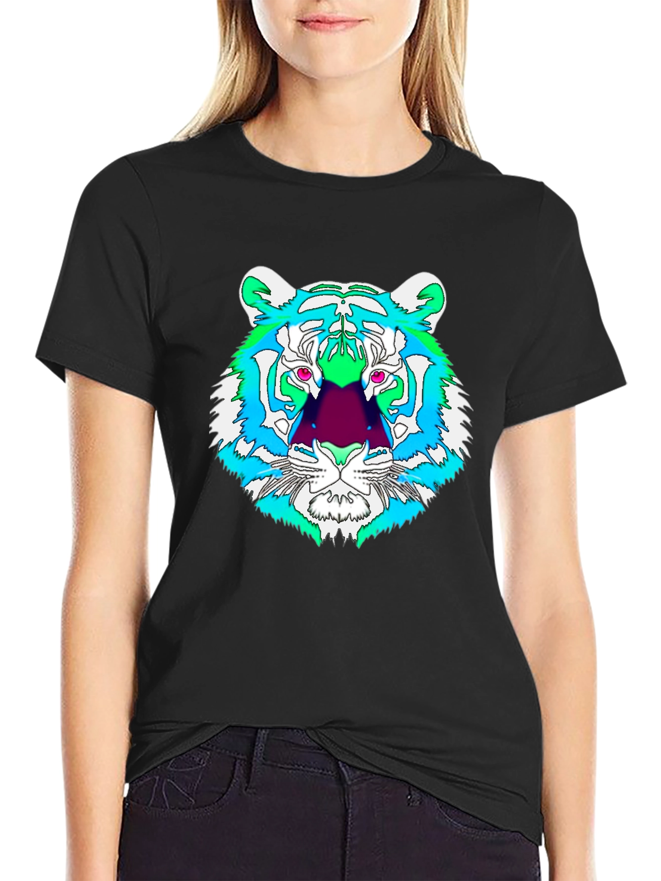 Vibrant Tiger Graphic Tee - Mens Black T-Shirt