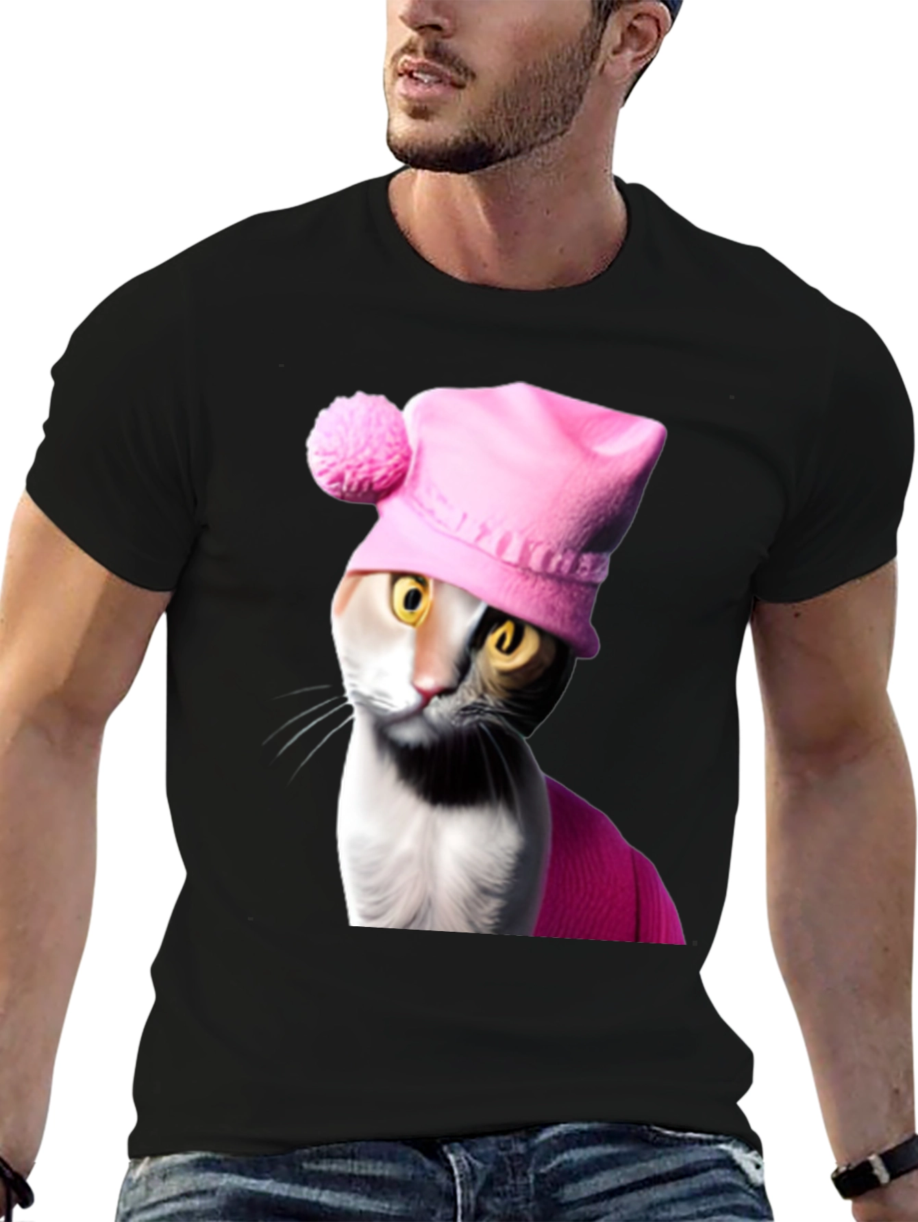 Cat in Pink Hat T-Shirt