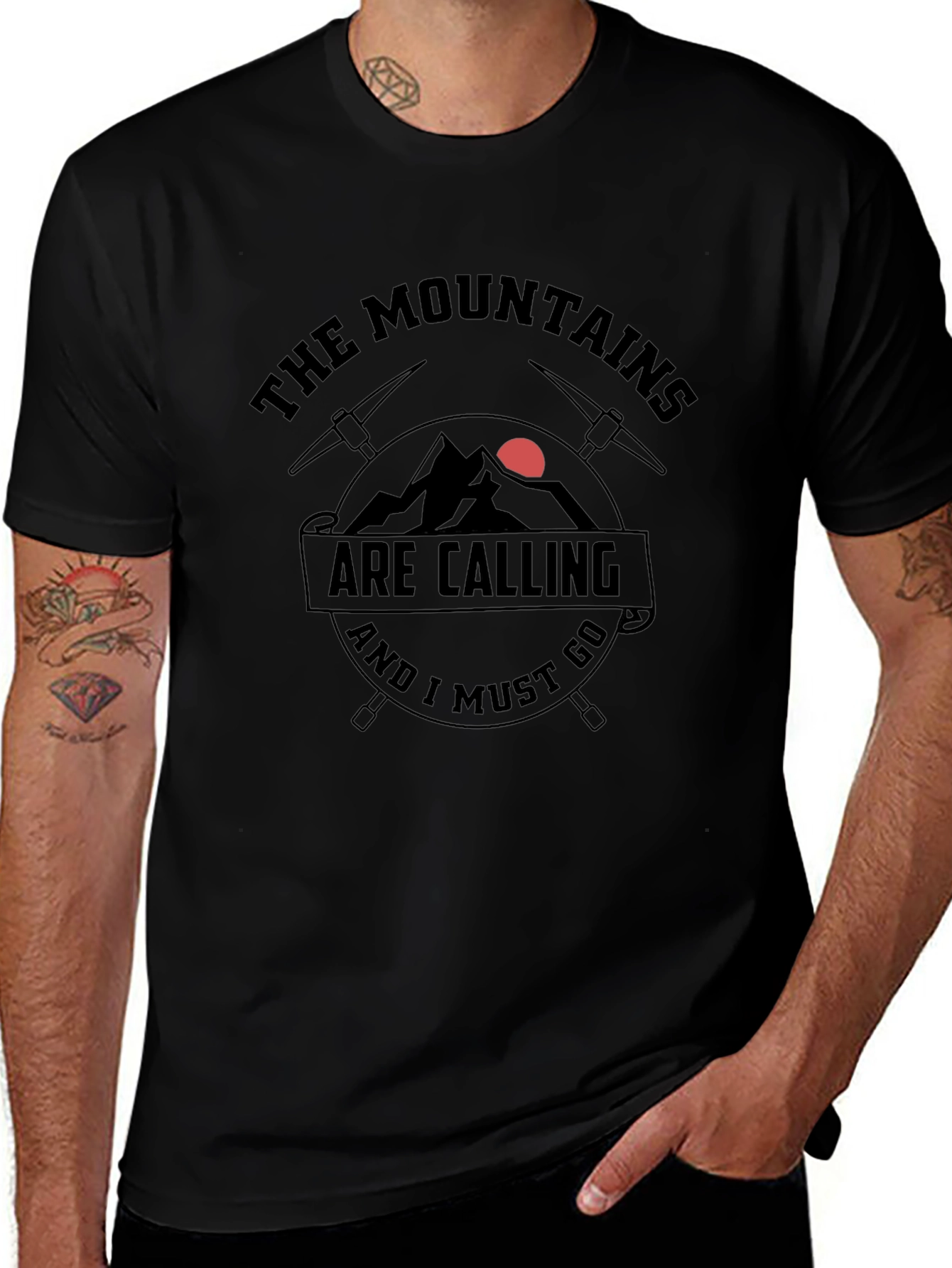 Mountains are Calling Black T-Shirt