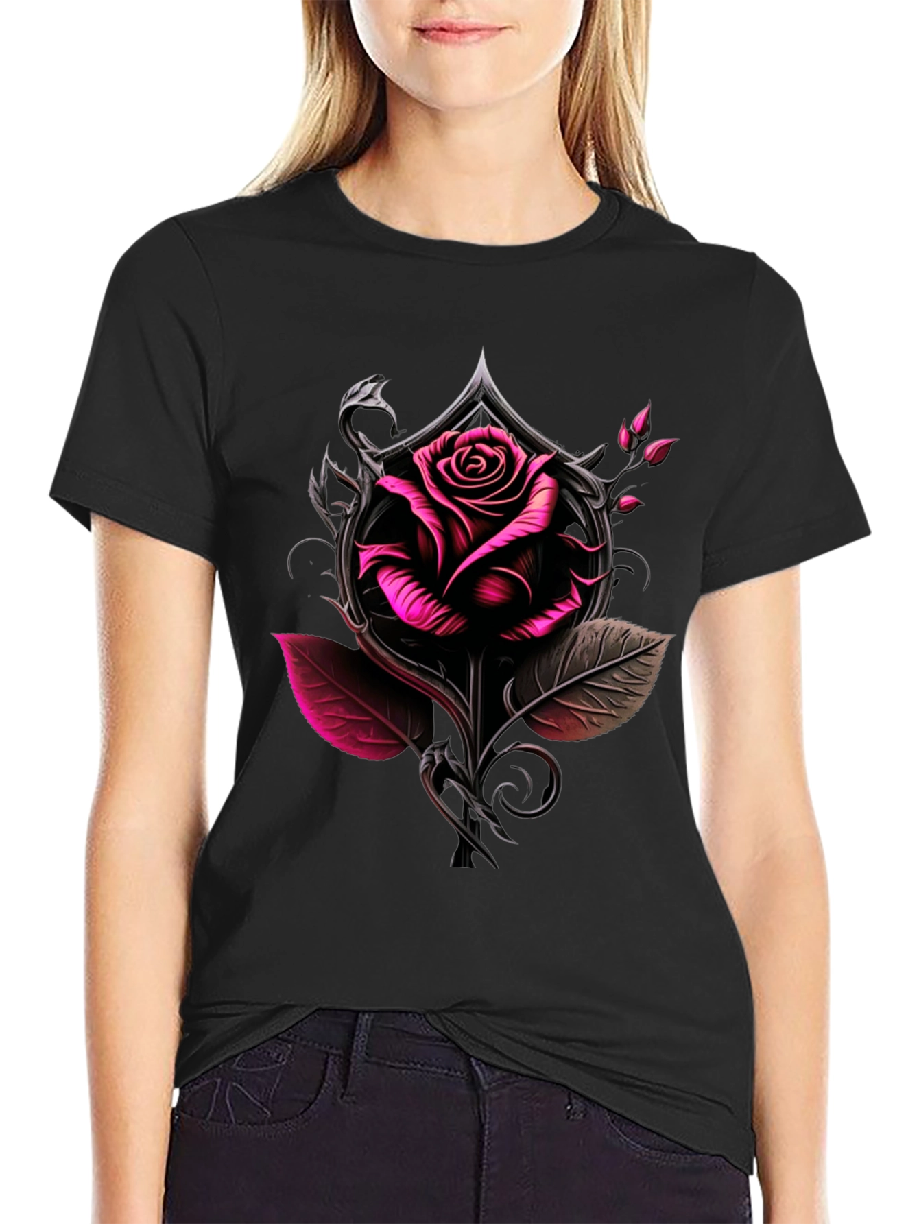 Rose & Ace Graphic Tee - Bold Black Shirt