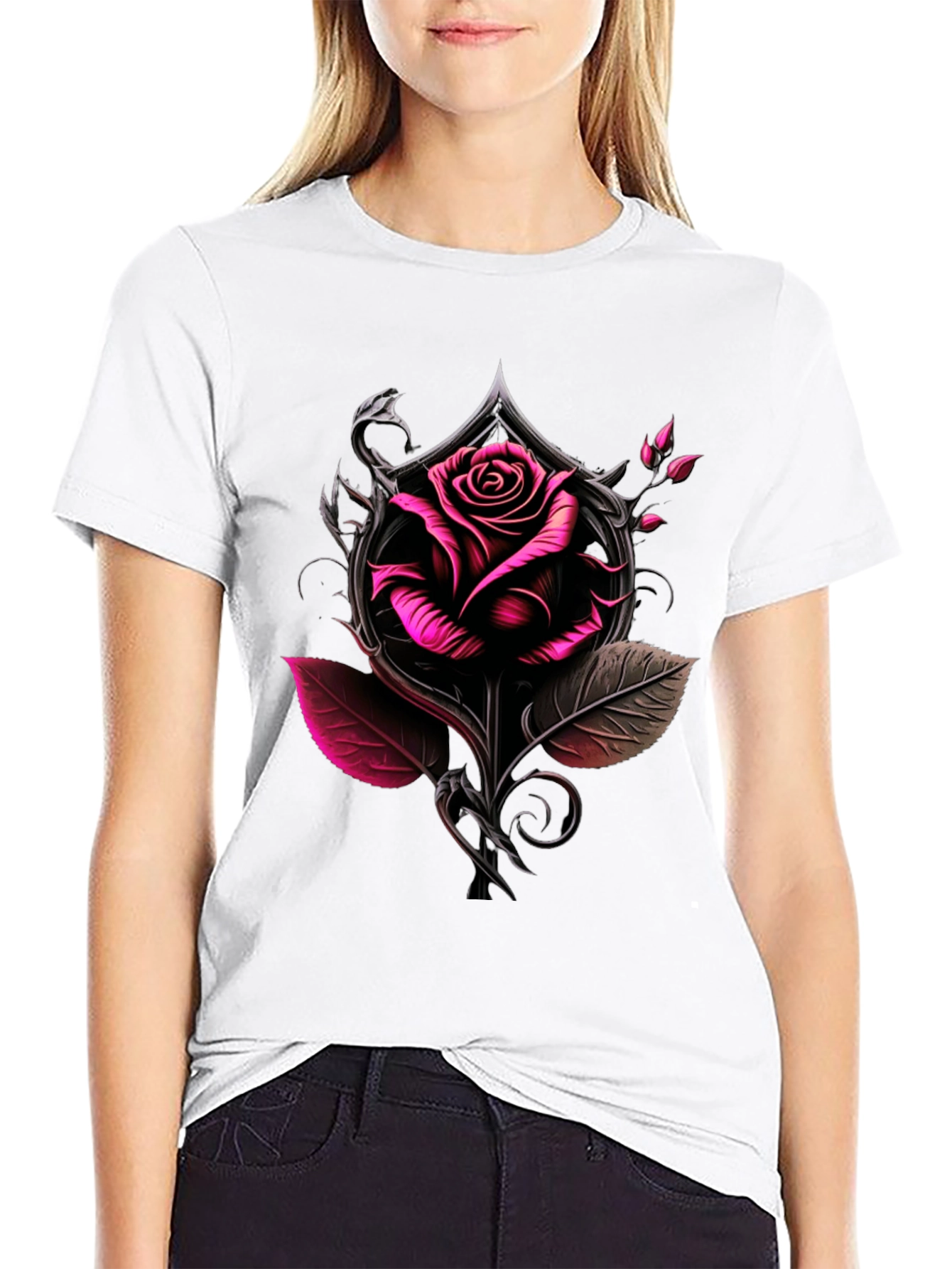 Rose & Ace Graphic Tee - Bold Black Shirt