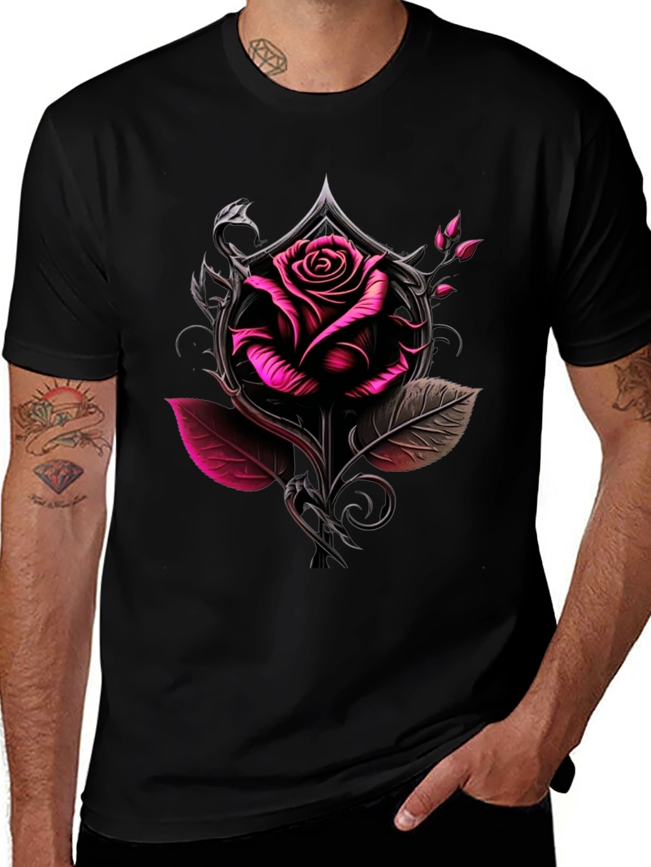 Rose & Ace Graphic Tee - Bold Black Shirt