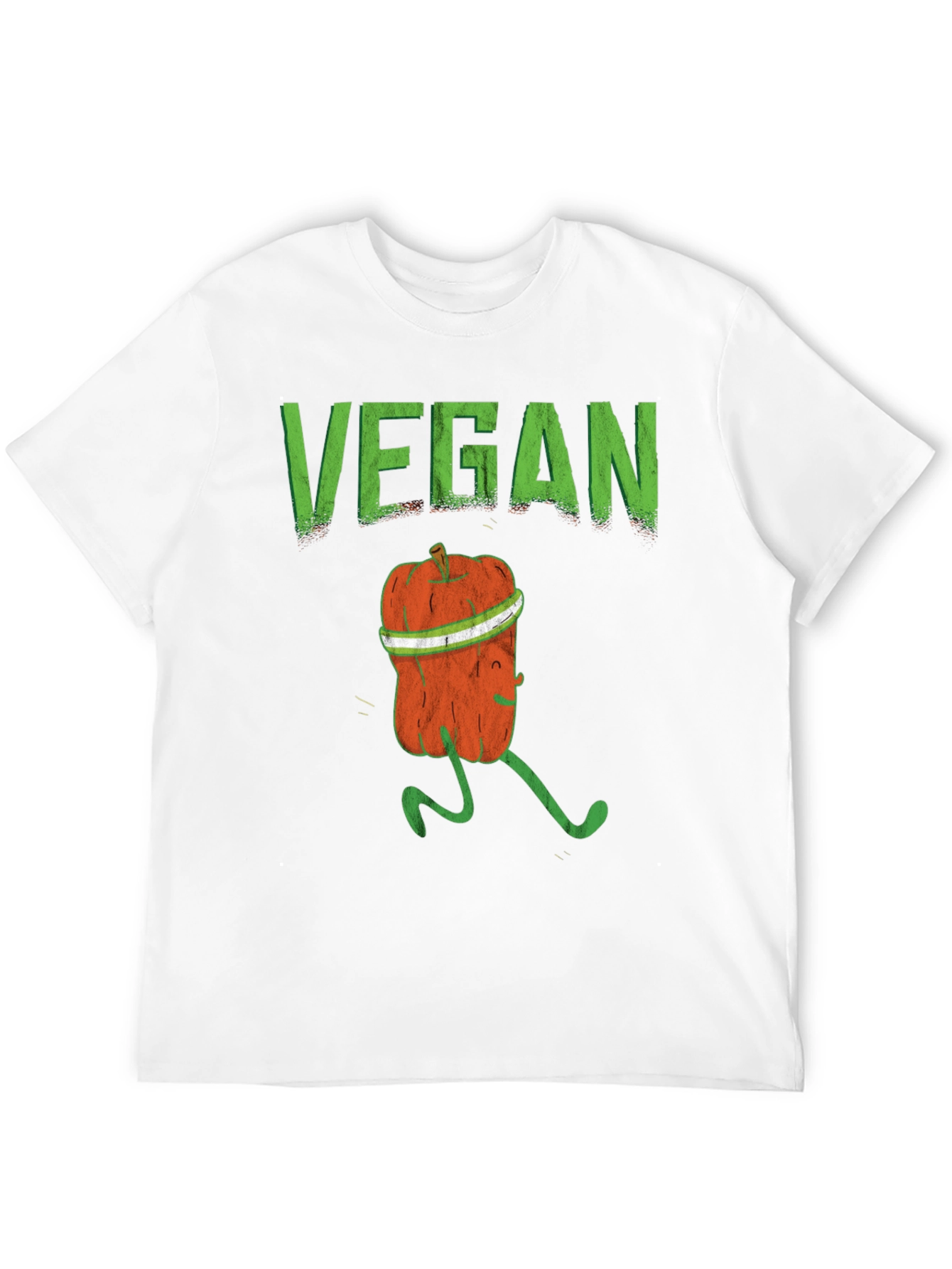 Vegan Running Pumpkin Graphic Tee - Black Cotton T-Shirt
