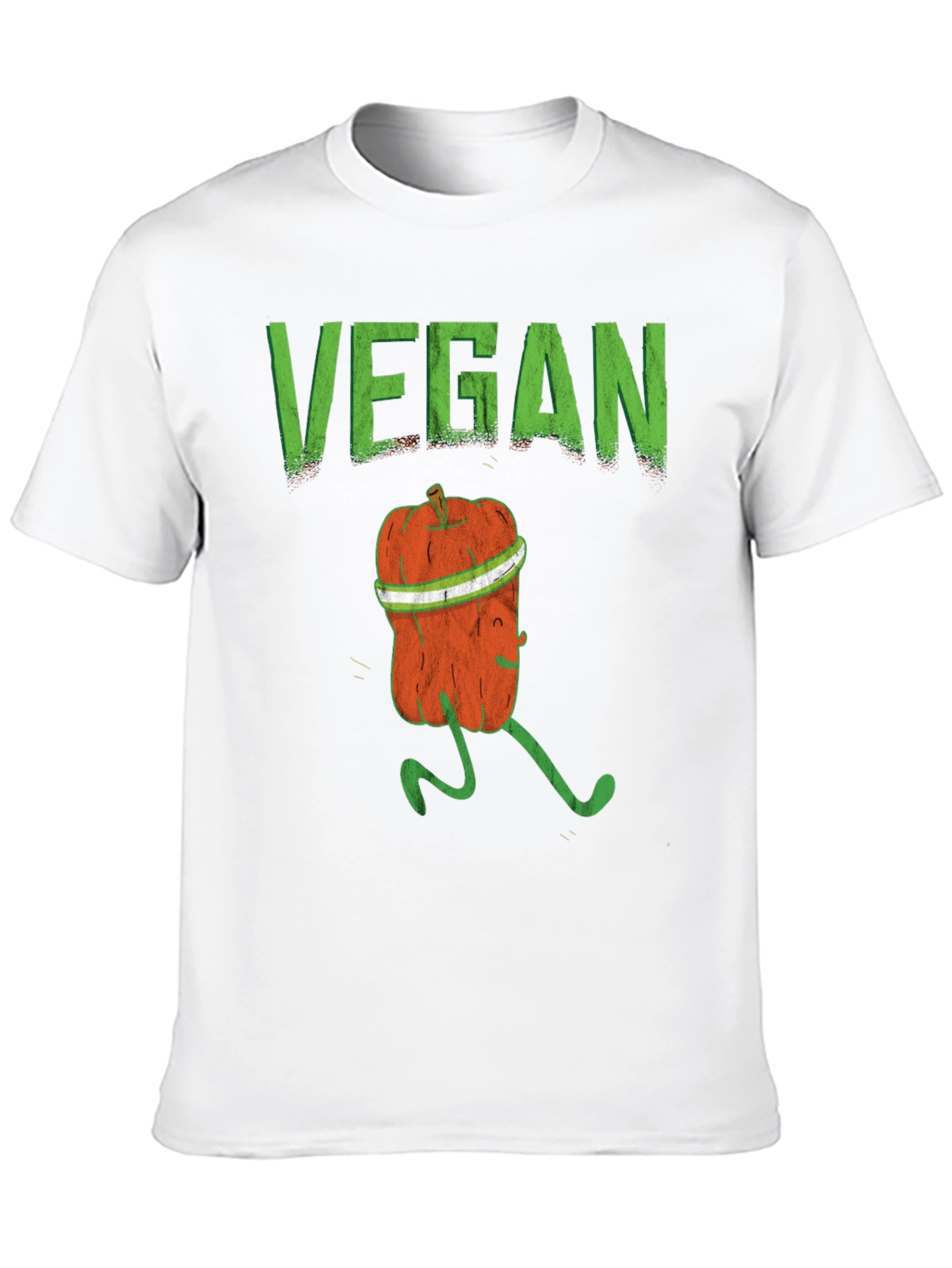 Vegan Running Pumpkin Graphic Tee - Black Cotton T-Shirt