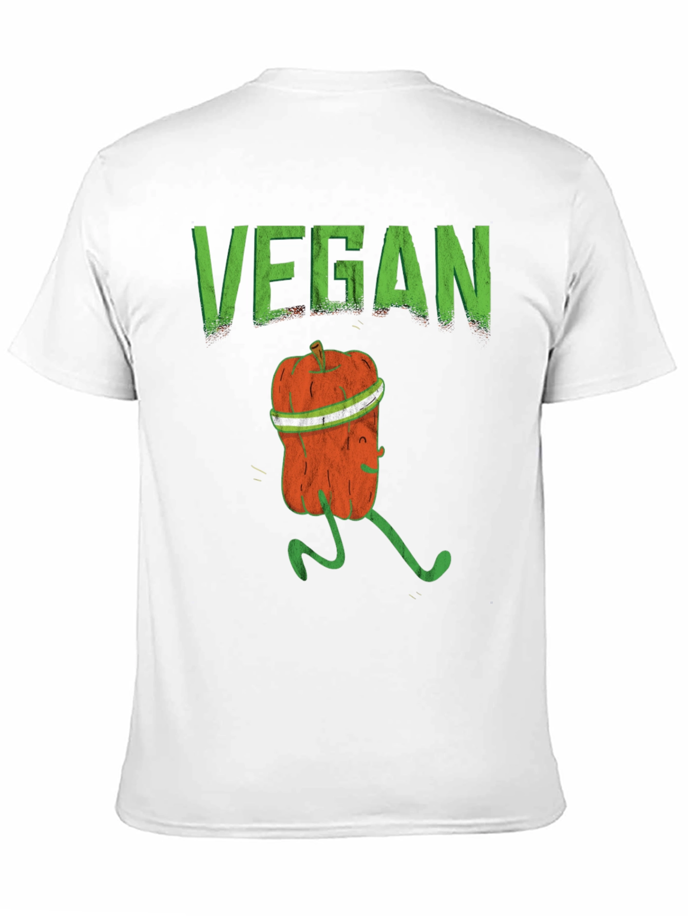 Vegan Running Pumpkin Graphic Tee - Black Cotton T-Shirt