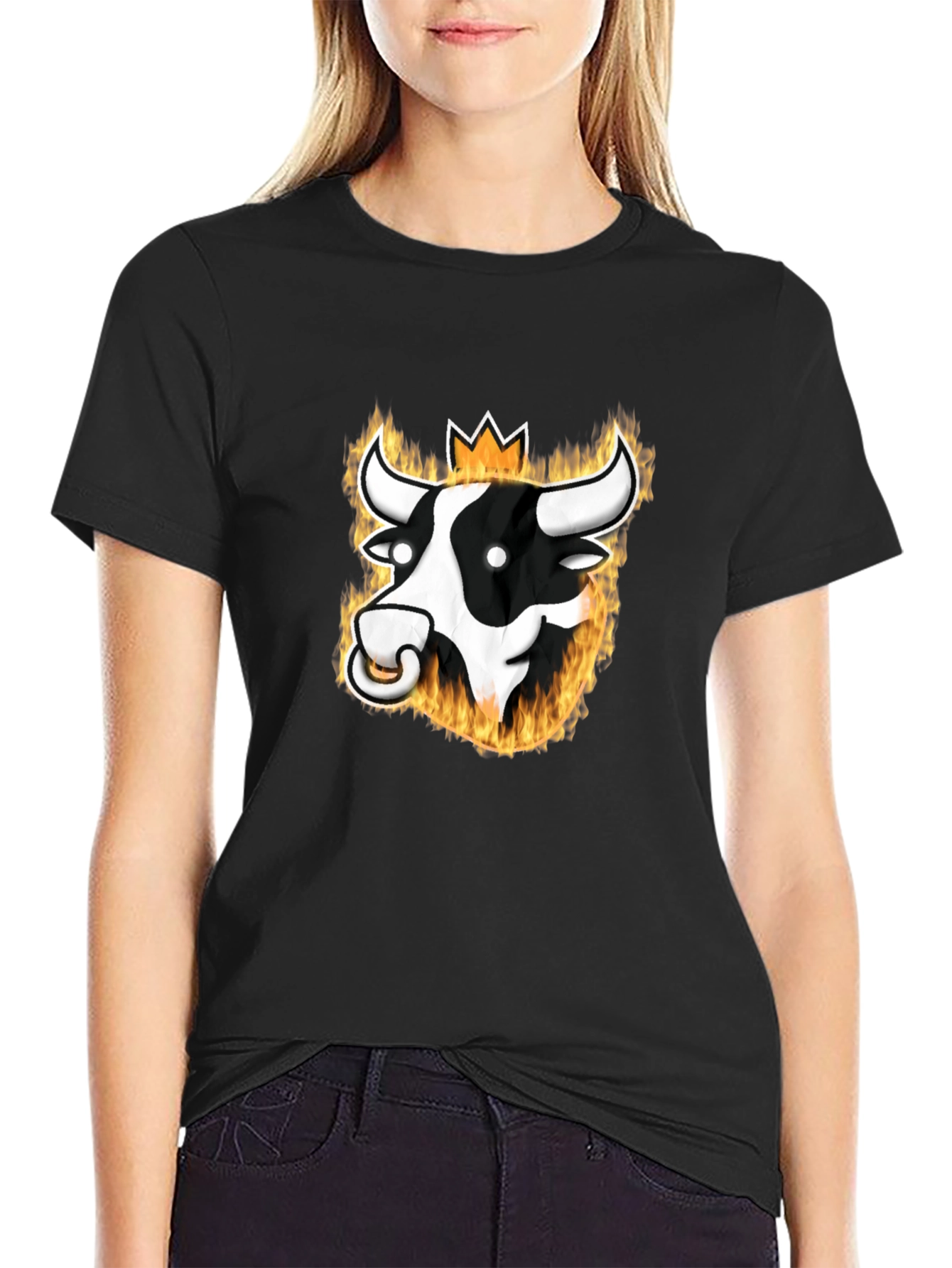 Flaming Bull Graphic Tee - Black T-Shirt