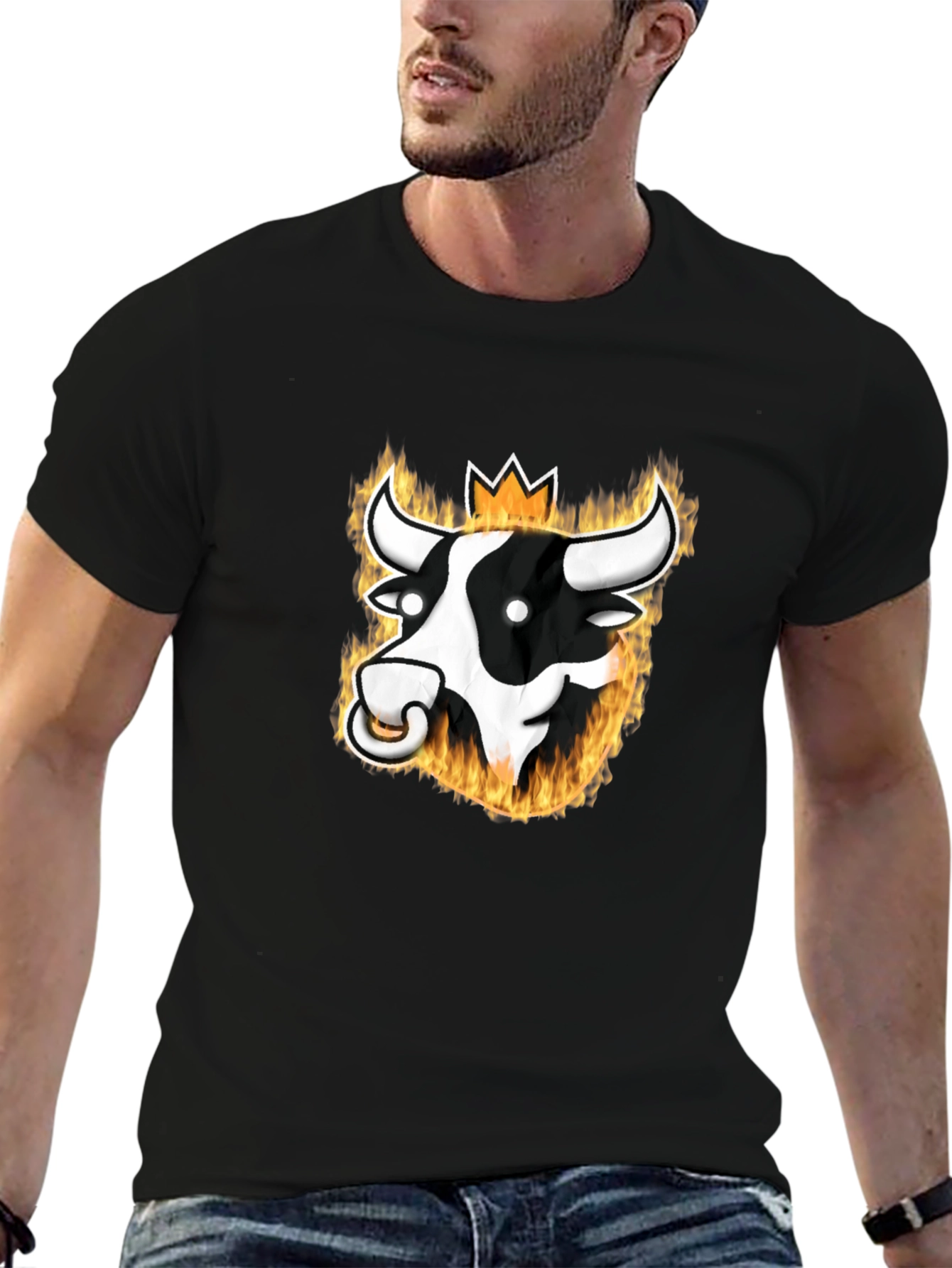 Flaming Bull Graphic Tee - Black T-Shirt