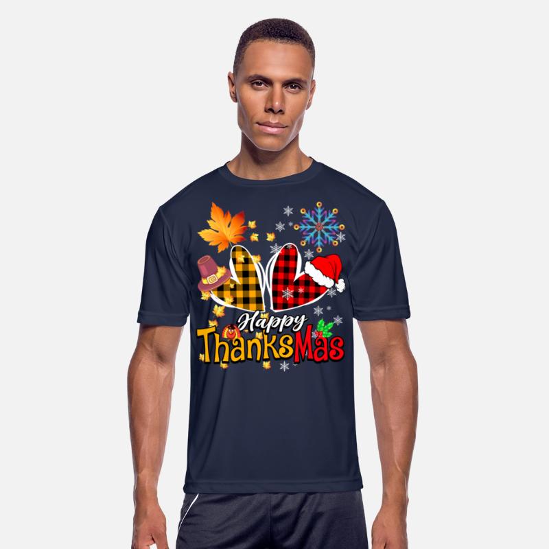 Happy Thanksmas Heart plaid Thanksgiving Christmas