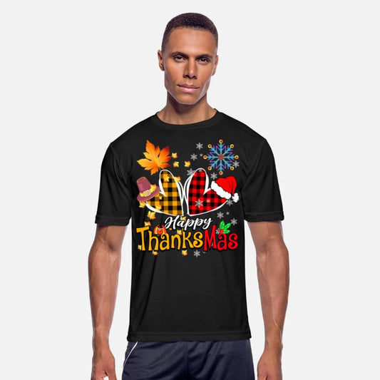 Happy Thanksmas Heart plaid Thanksgiving Christmas