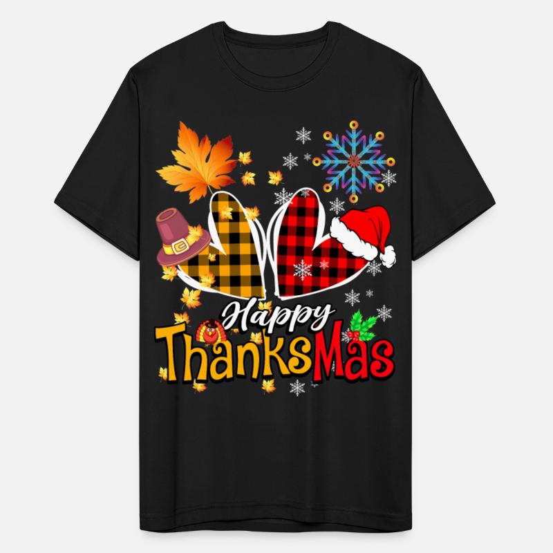 Happy Thanksmas Heart plaid Thanksgiving Christmas