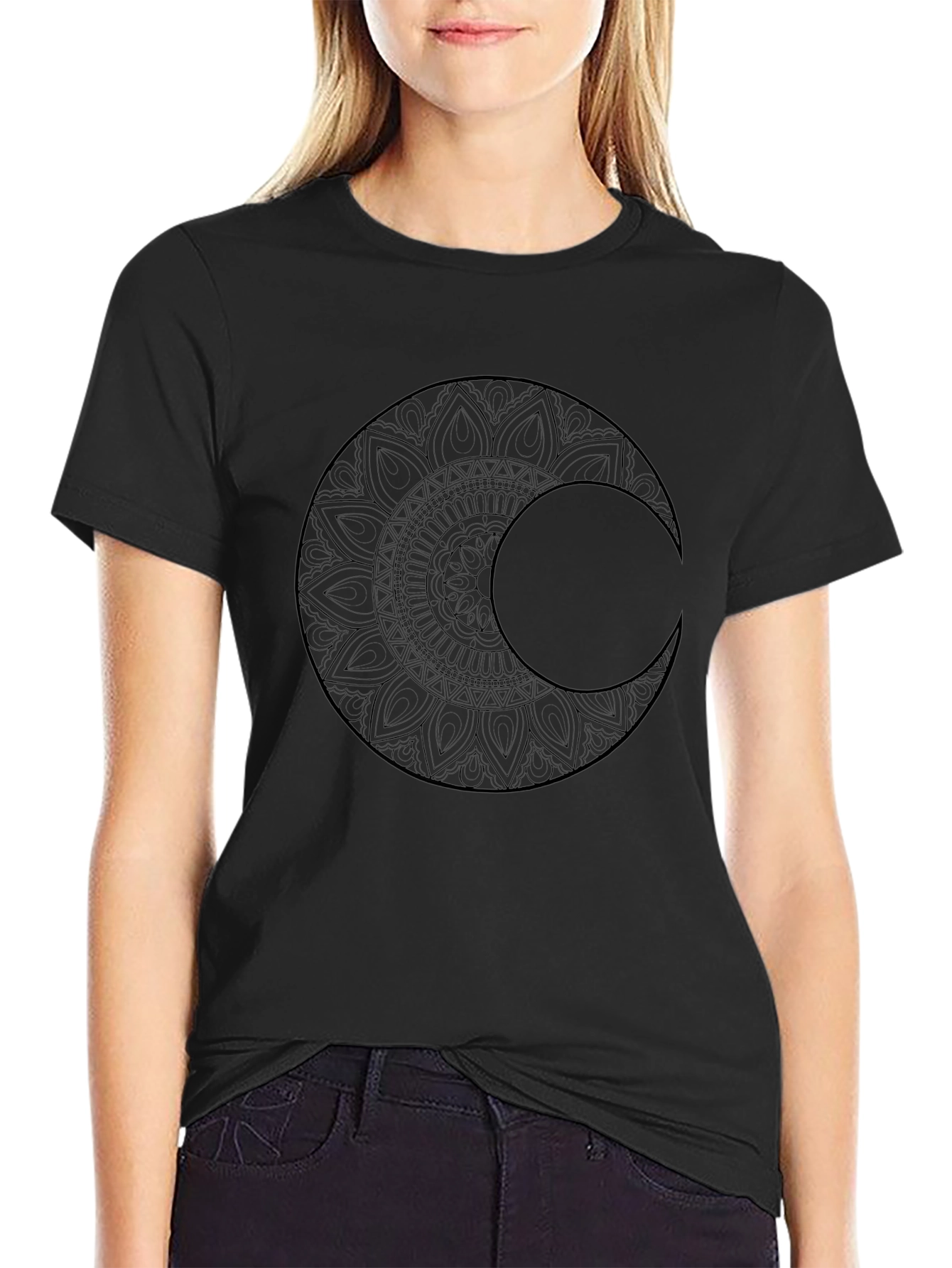Mystic Moon Mandala Black T-Shirt