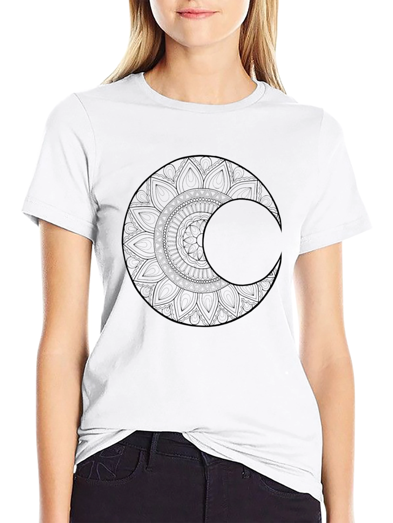 Mystic Moon Mandala Black T-Shirt