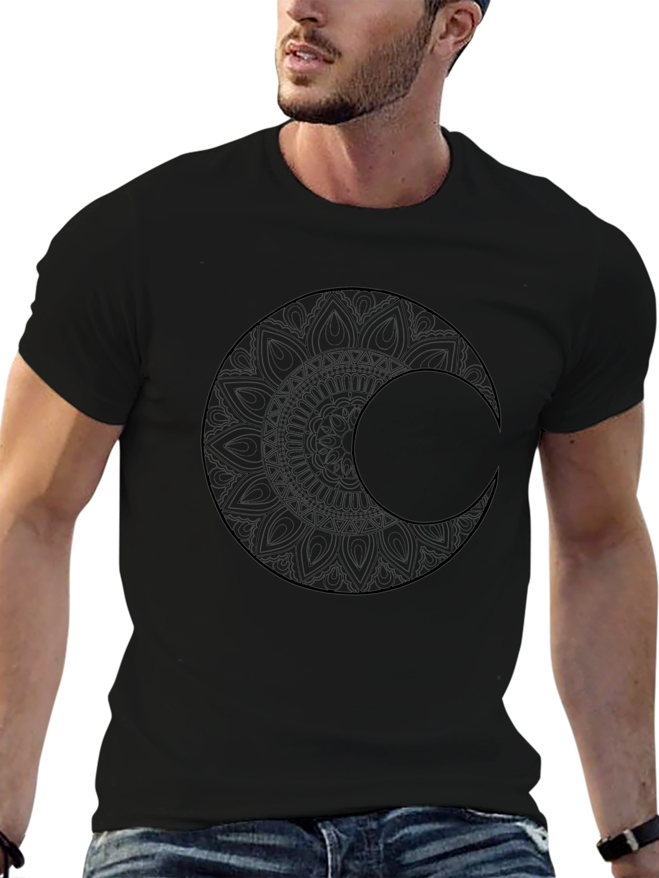 Mystic Moon Mandala Black T-Shirt