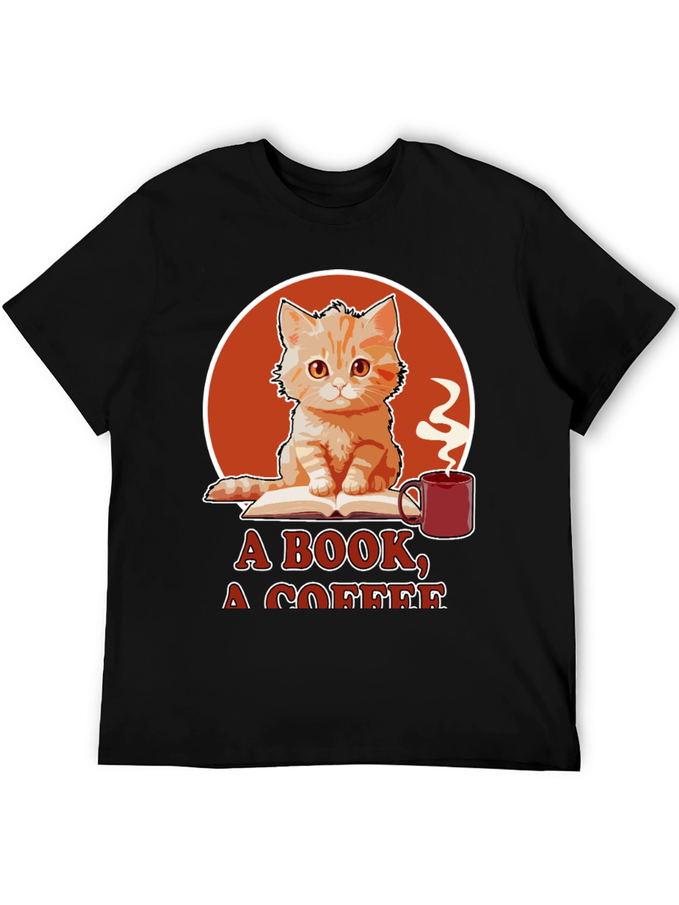 Cat Book Coffee Graphic Tee