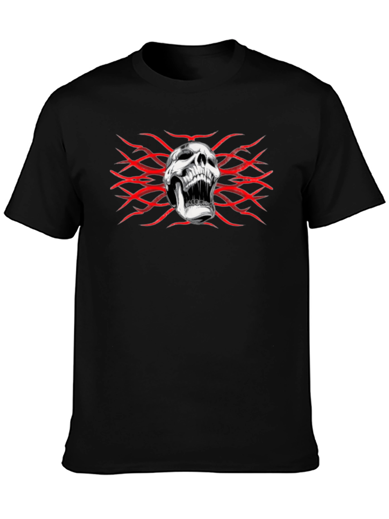 Skull & Red Design Black T-Shirt