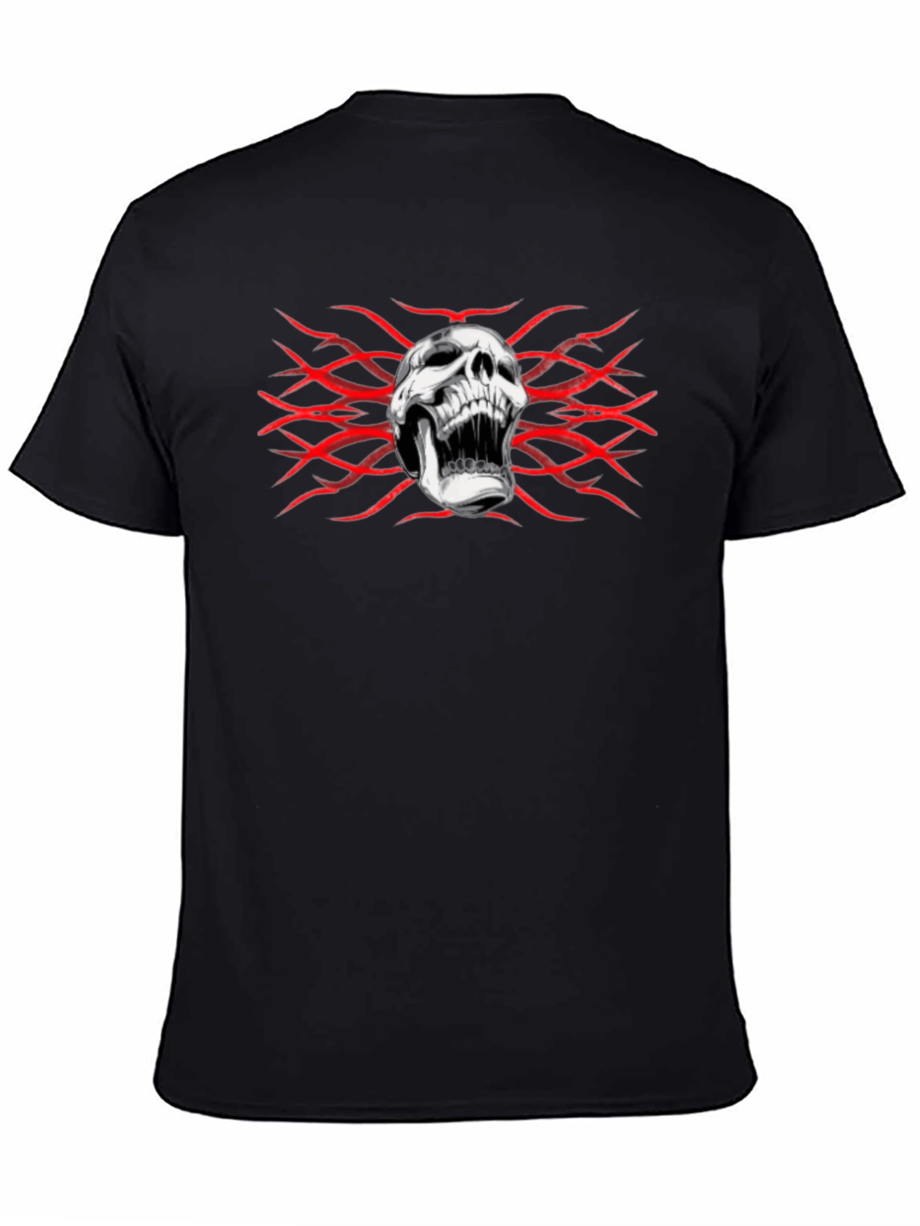 Skull & Red Design Black T-Shirt