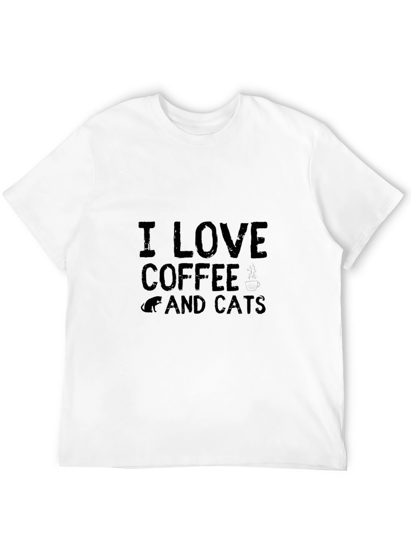 I Love Coffee and Cats T-Shirt - Black