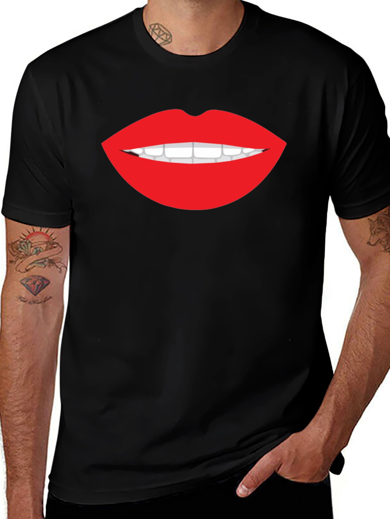 Bold Lip Graphic Tee - Stylish Black T-Shirt