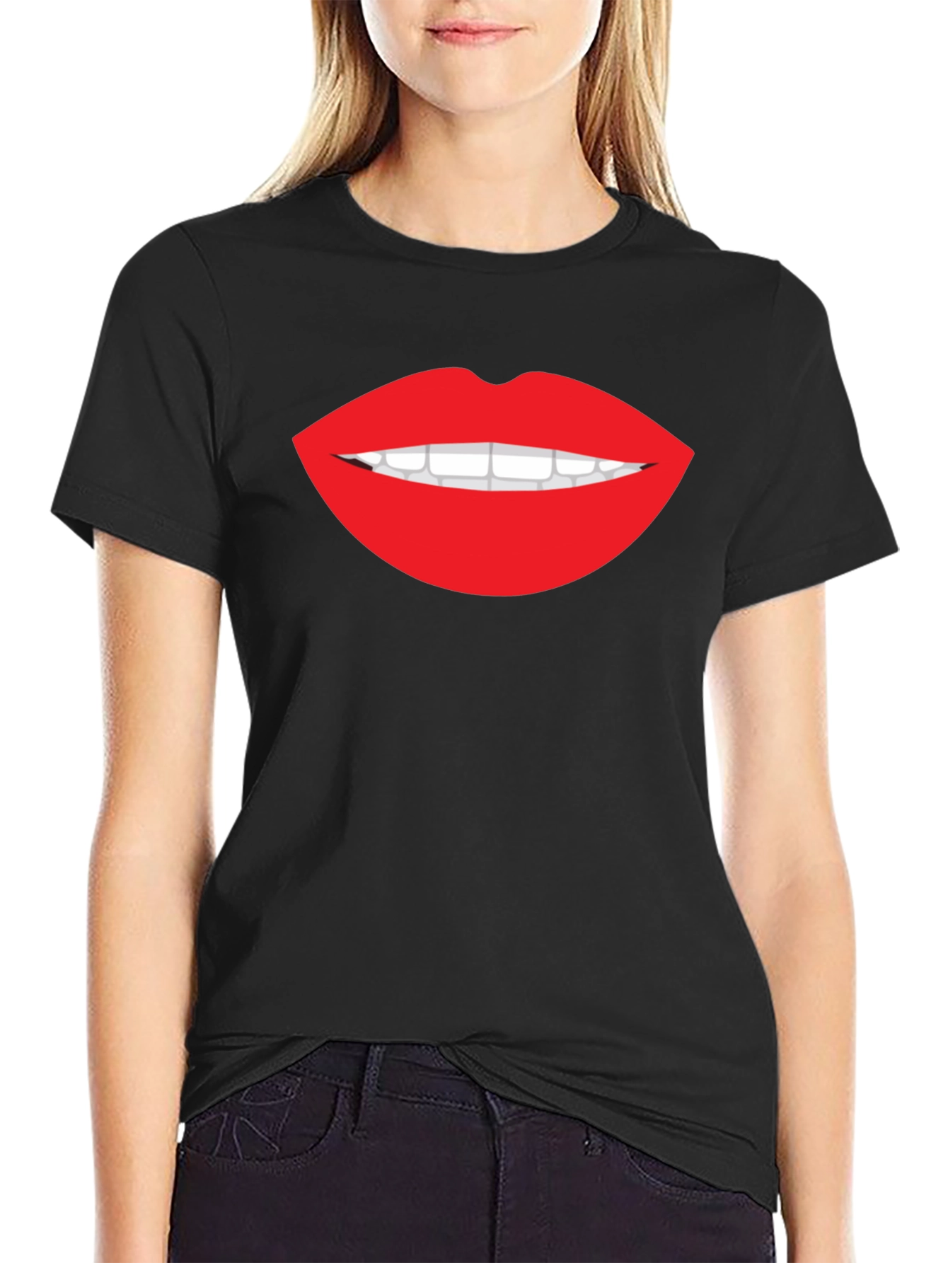 Bold Lip Graphic Tee - Stylish Black T-Shirt