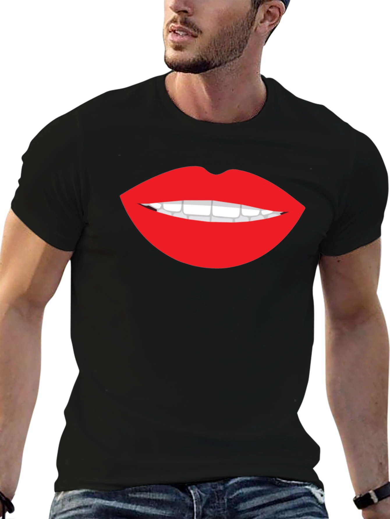 Bold Lip Graphic Tee - Stylish Black T-Shirt