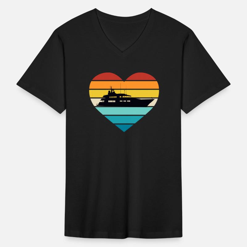 I Love Yacht Captain Ship Retro Sunset