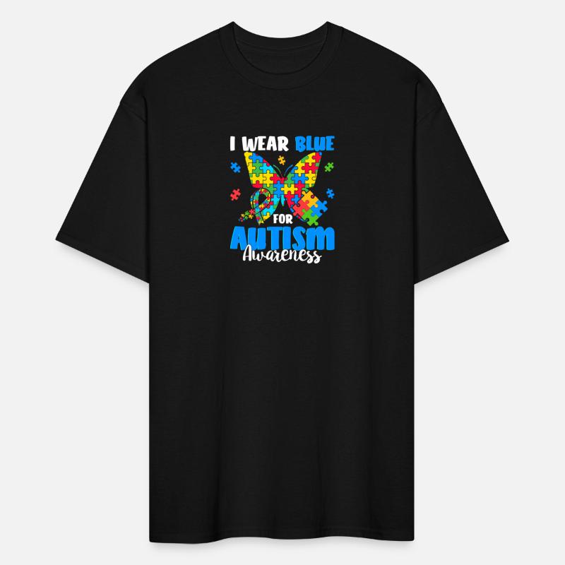 I Wear Blue Autism Awareness Butterfly Graphic