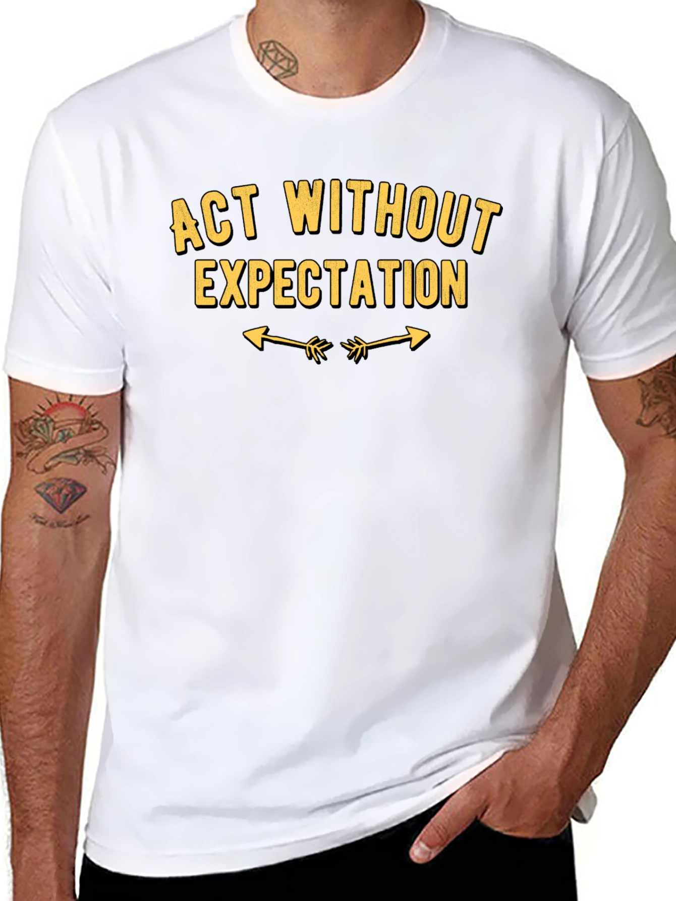 Act Without Expectation Black Graphic T-Shirt