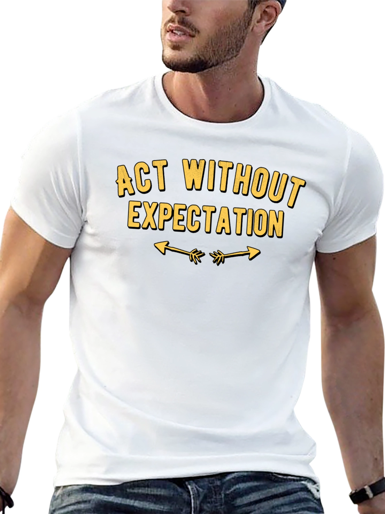 Act Without Expectation Black Graphic T-Shirt