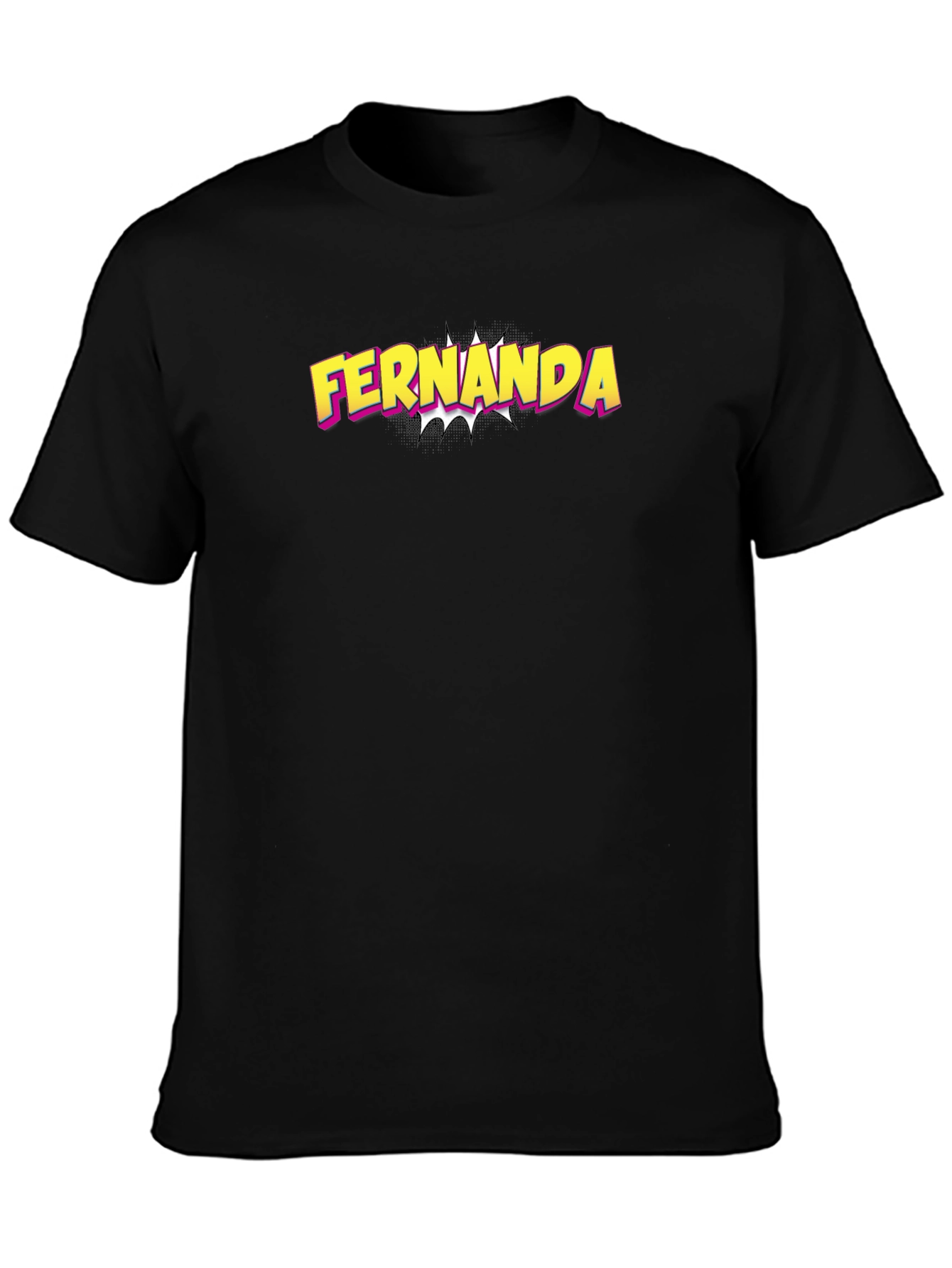 Fernanda Comic Style T-Shirt - Black Crew Neck Tee