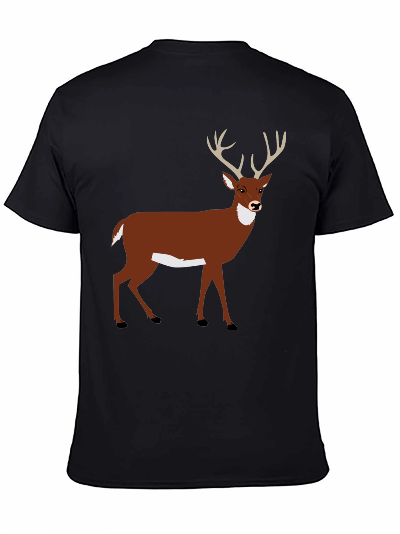 Deer Graphic Tee - Black Cotton T-Shirt