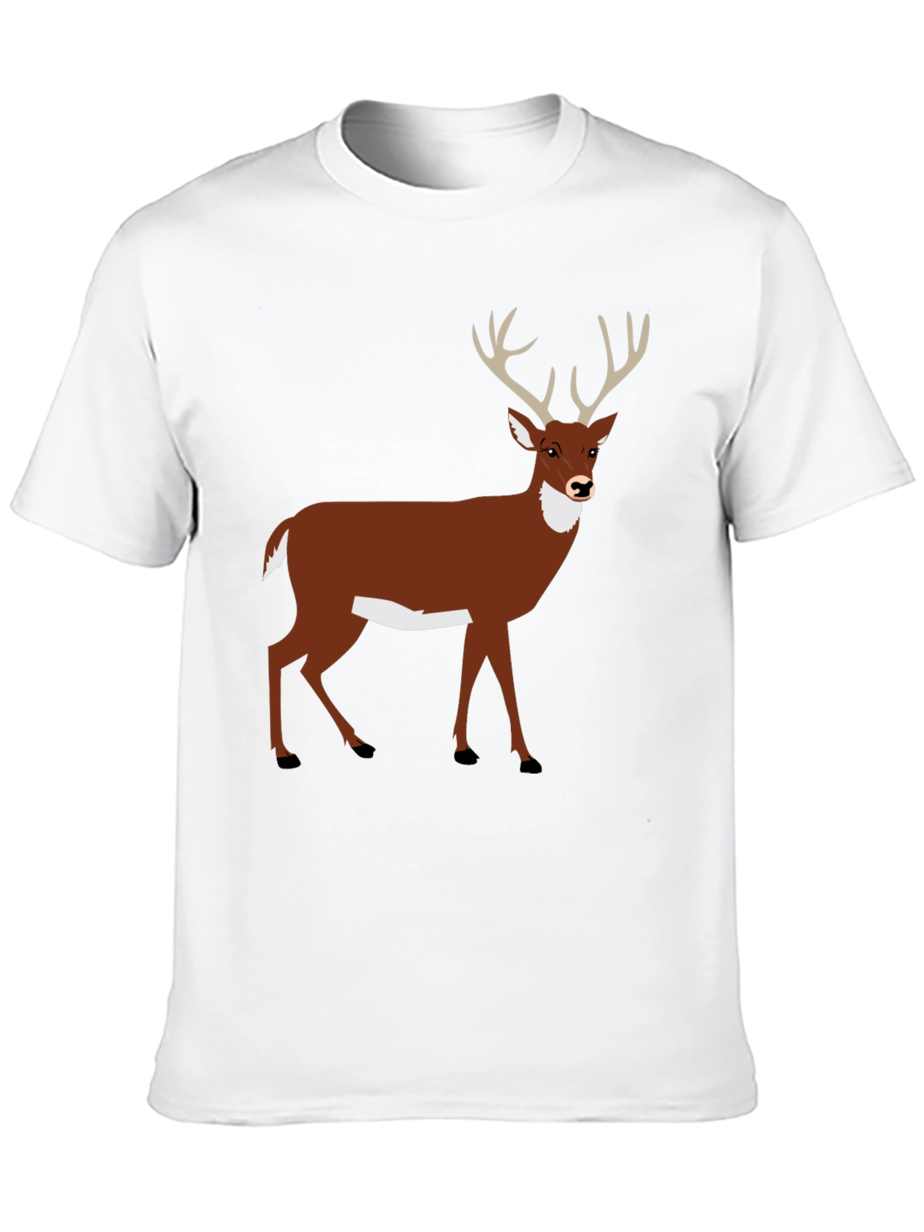 Deer Graphic Tee - Black Cotton T-Shirt