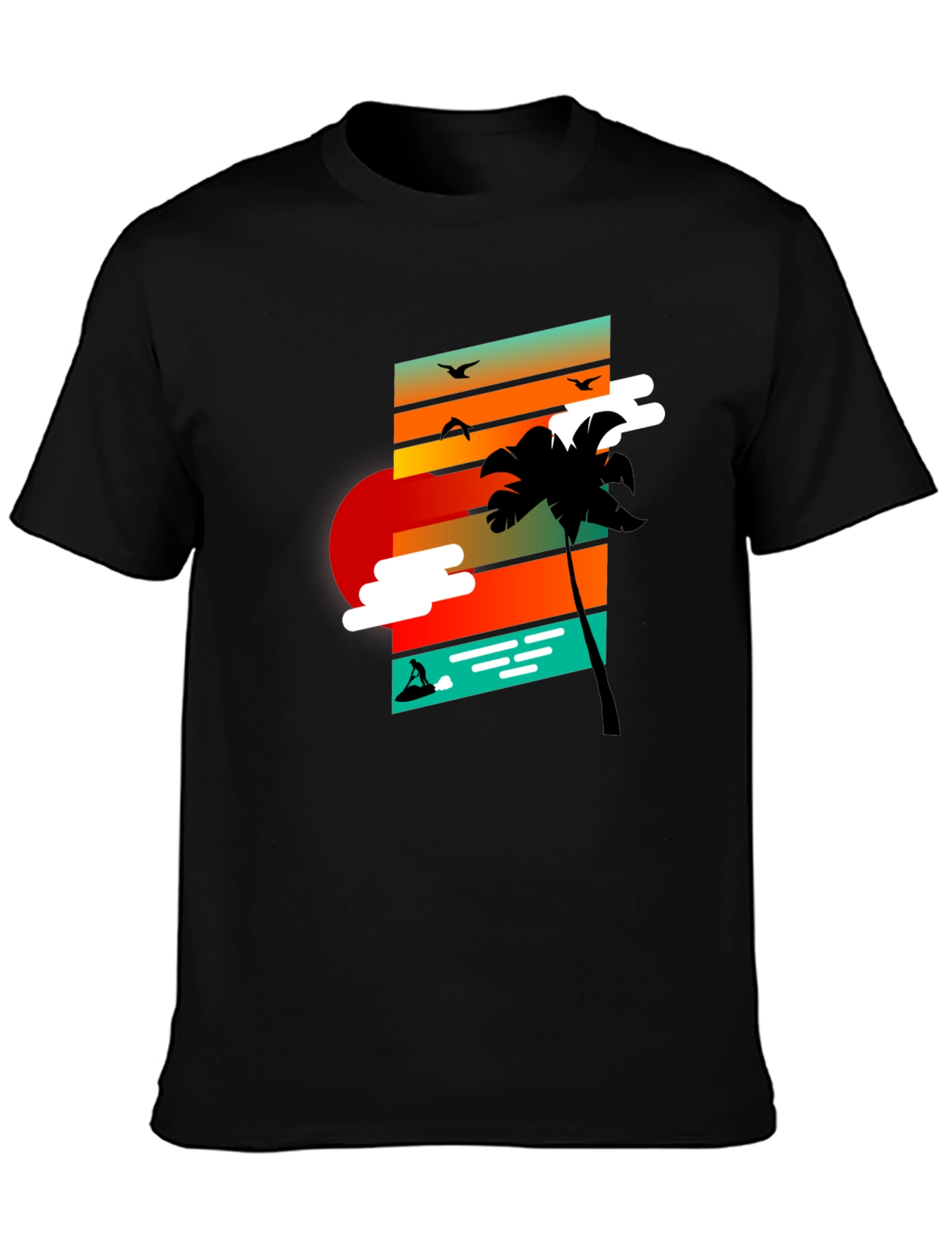 Retro Sunset Palm Tree Graphic Tee